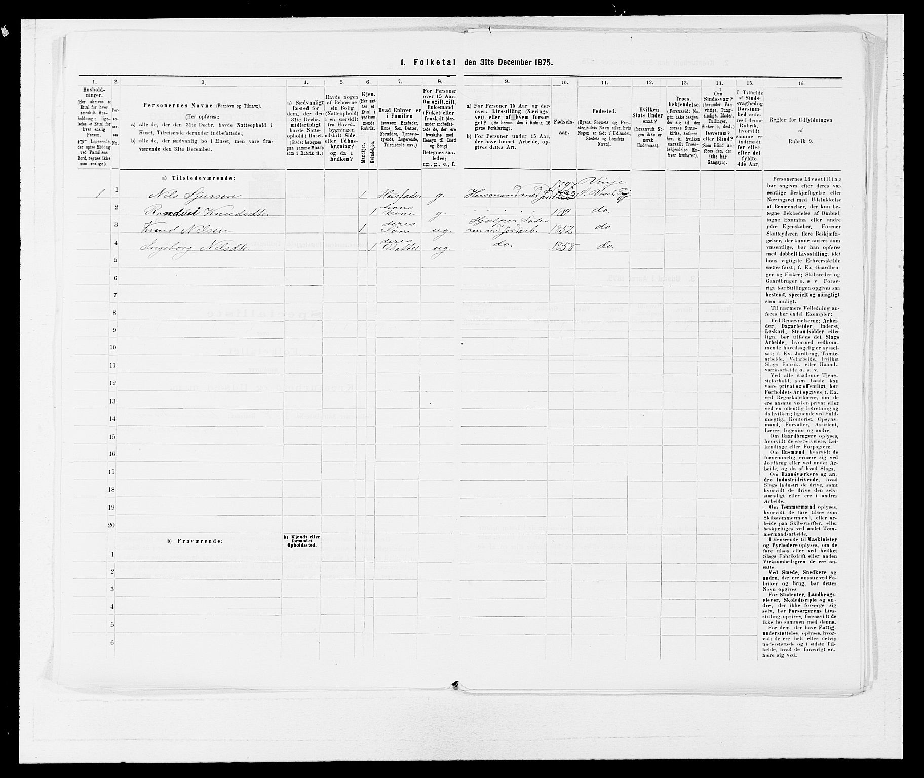 SAB, 1875 census for 1236P Vossestrand, 1875, p. 204