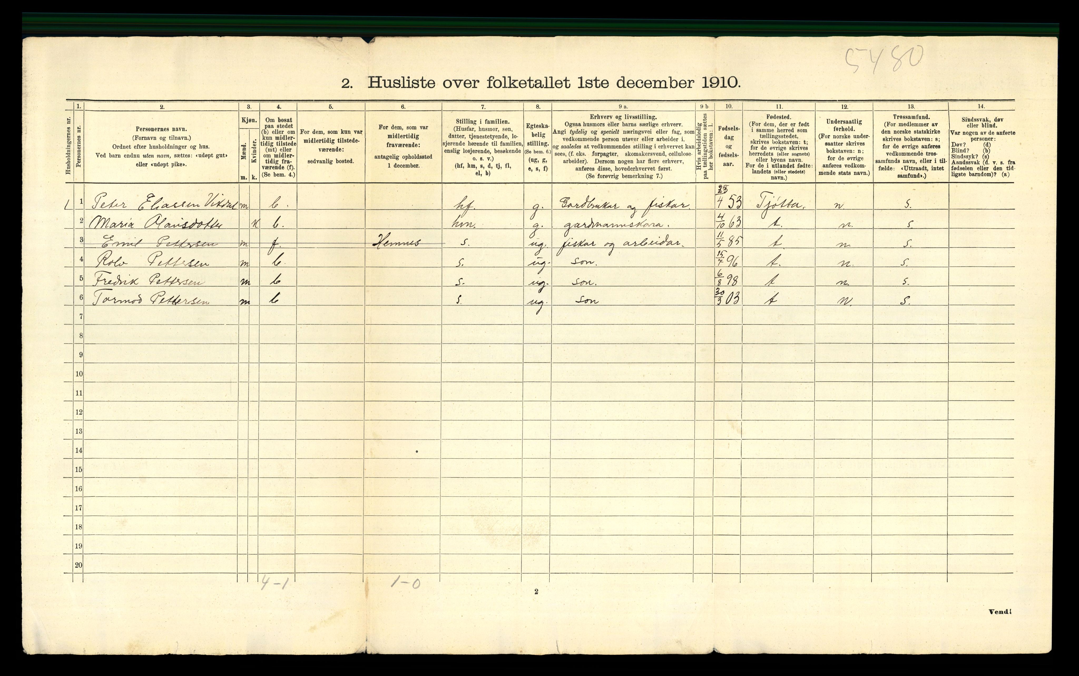 RA, 1910 census for Vefsn, 1910, p. 51