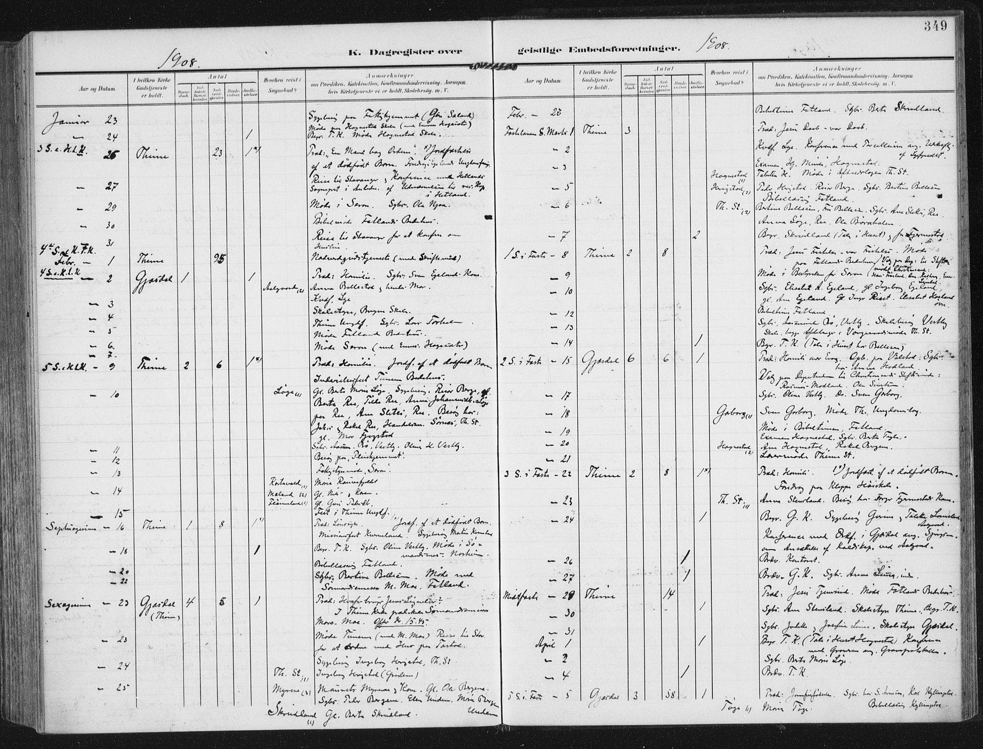 Lye sokneprestkontor, AV/SAST-A-101794/002/A/L0001: Parish register (official) no. A 12, 1904-1920, p. 349