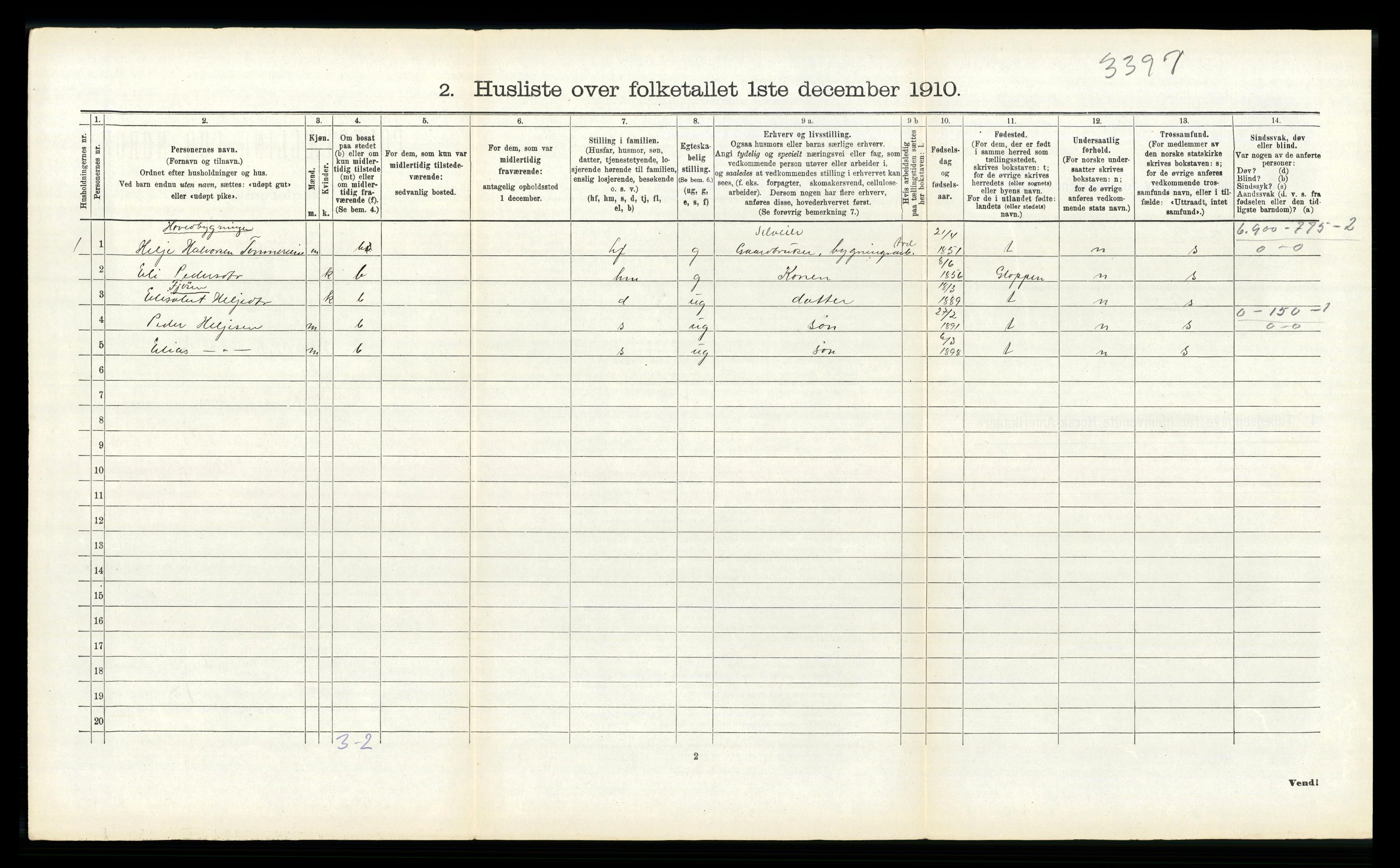 RA, 1910 census for Innvik, 1910, p. 109