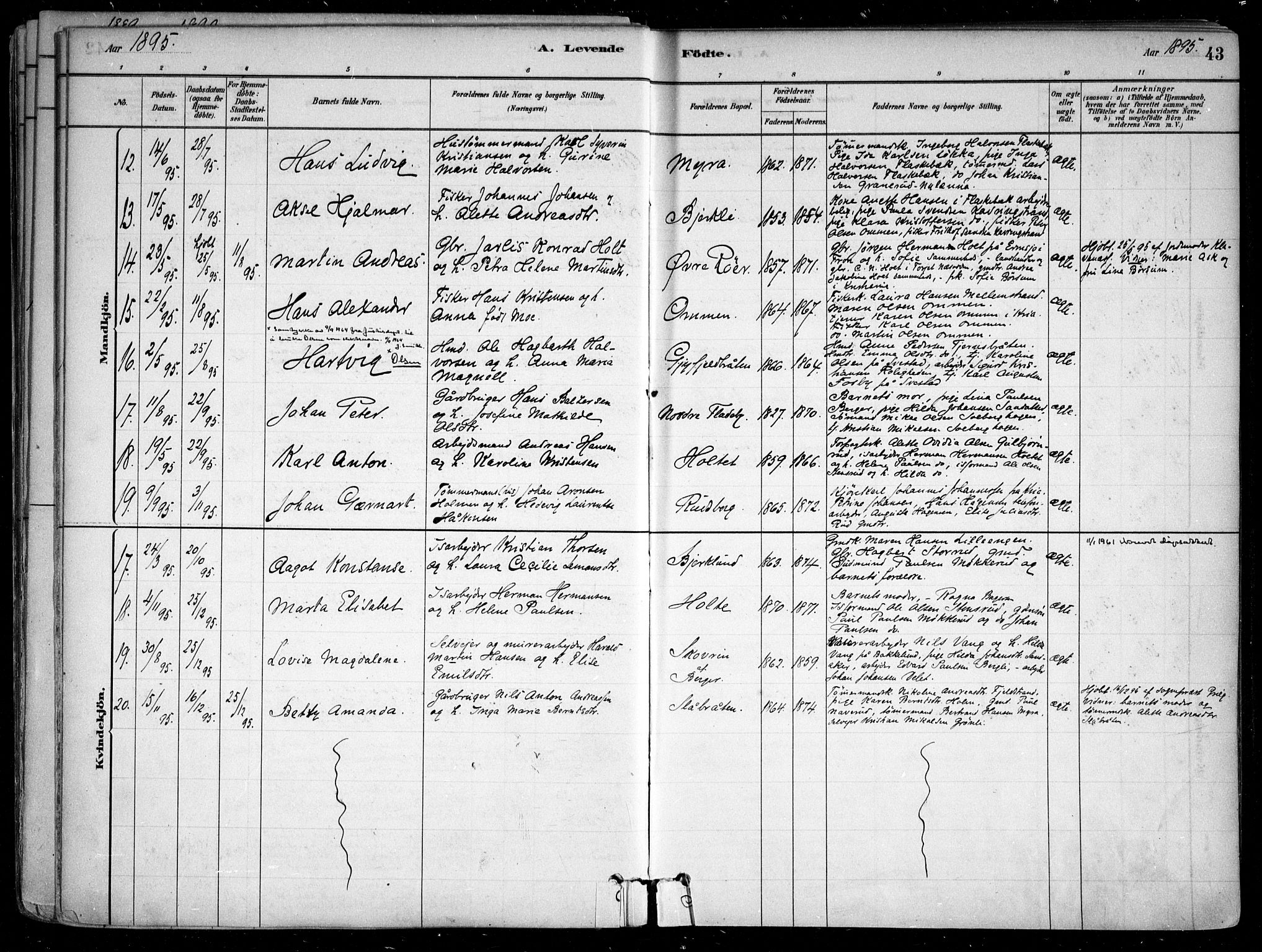 Nesodden prestekontor Kirkebøker, SAO/A-10013/F/Fa/L0009: Parish register (official) no. I 9, 1880-1915, p. 43