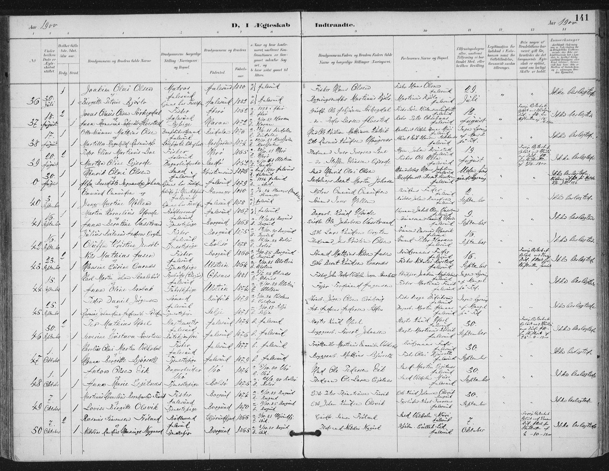 Ministerialprotokoller, klokkerbøker og fødselsregistre - Møre og Romsdal, SAT/A-1454/529/L0457: Parish register (official) no. 529A07, 1894-1903, p. 141