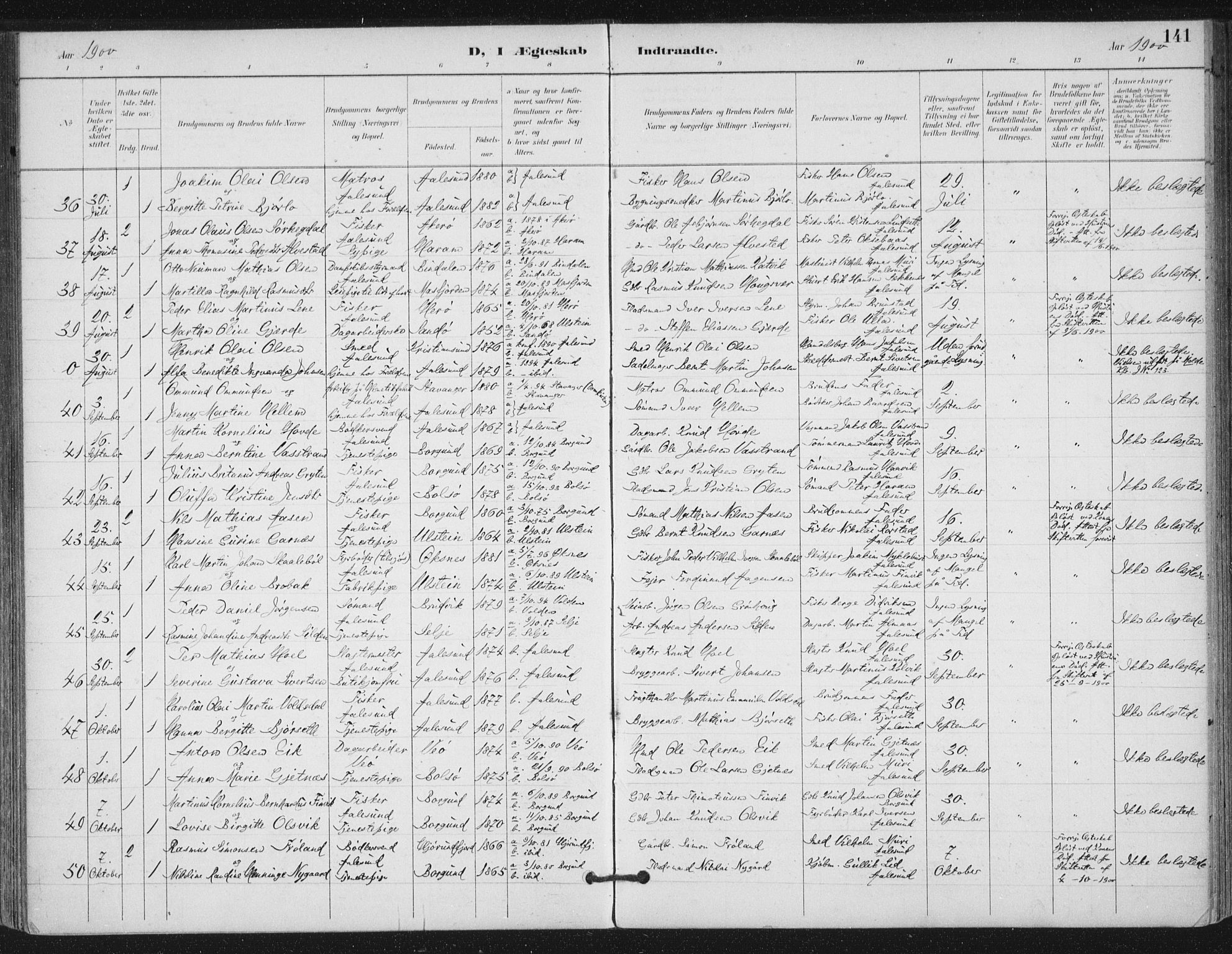 Ministerialprotokoller, klokkerbøker og fødselsregistre - Møre og Romsdal, AV/SAT-A-1454/529/L0457: Parish register (official) no. 529A07, 1894-1903, p. 141