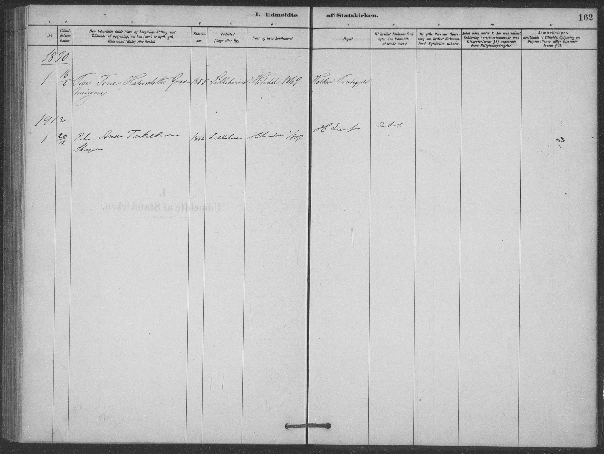 Heddal kirkebøker, AV/SAKO-A-268/F/Fb/L0002: Parish register (official) no. II 2, 1878-1913, p. 162