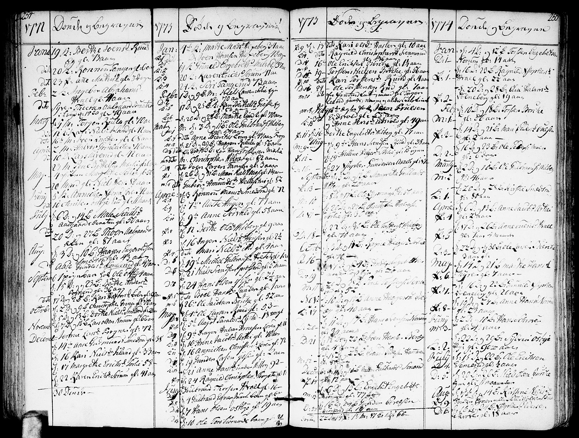 Sørum prestekontor Kirkebøker, SAO/A-10303/F/Fa/L0002: Parish register (official) no. I 2, 1759-1814, p. 254-255