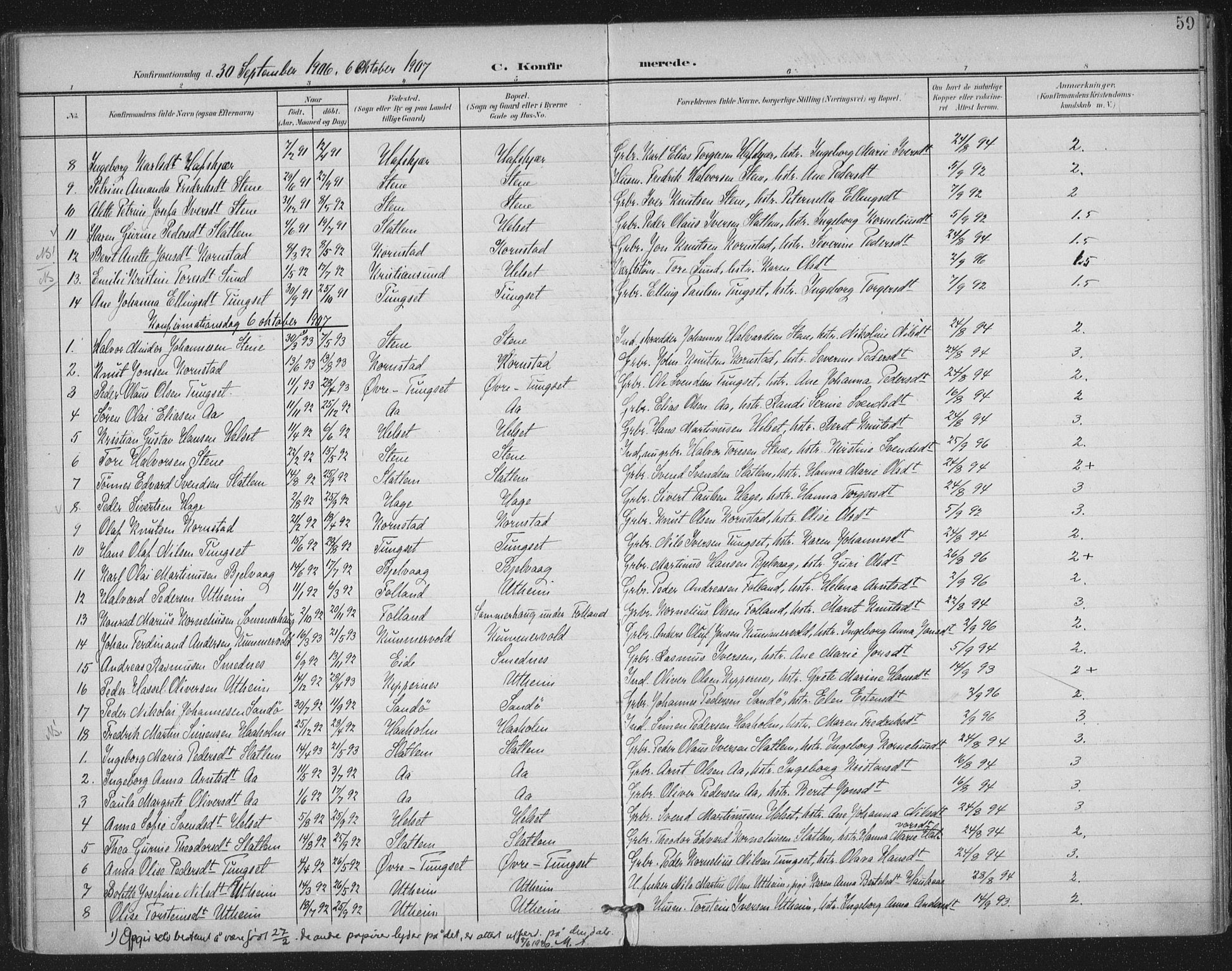 Ministerialprotokoller, klokkerbøker og fødselsregistre - Møre og Romsdal, SAT/A-1454/570/L0833: Parish register (official) no. 570A07, 1901-1914, p. 59