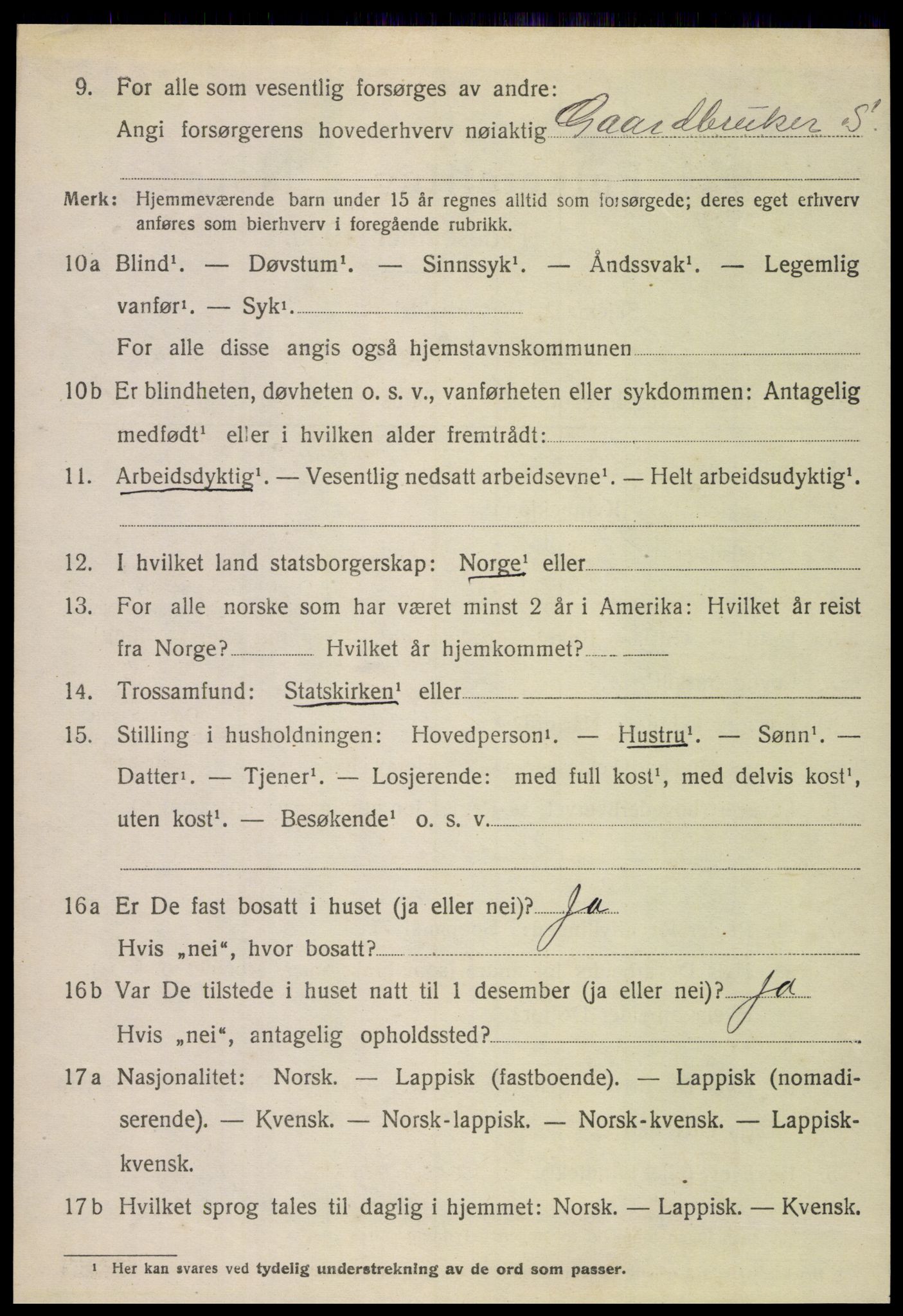 SAT, 1920 census for Steigen, 1920, p. 4417