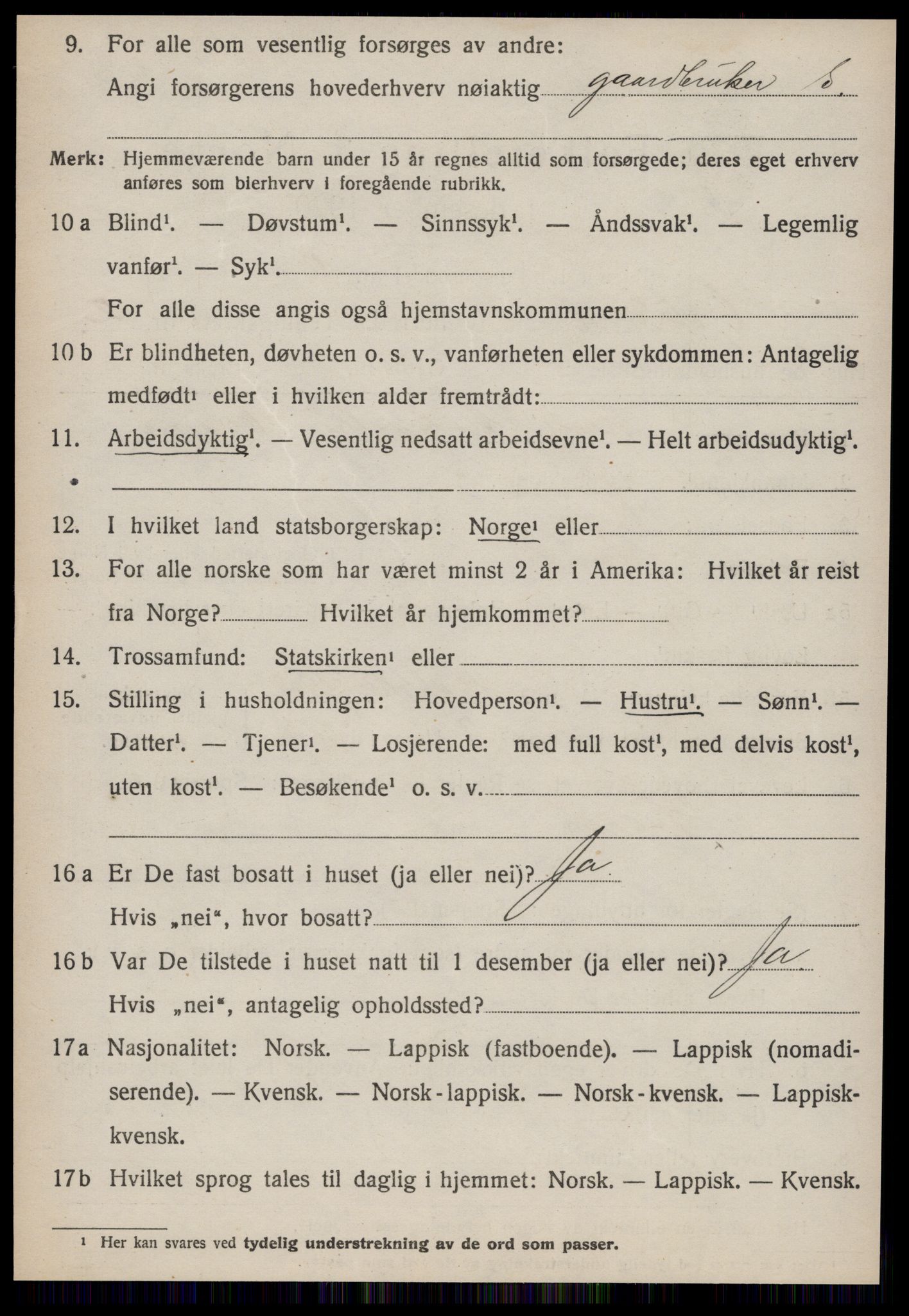 SAT, 1920 census for Orkland, 1920, p. 1677