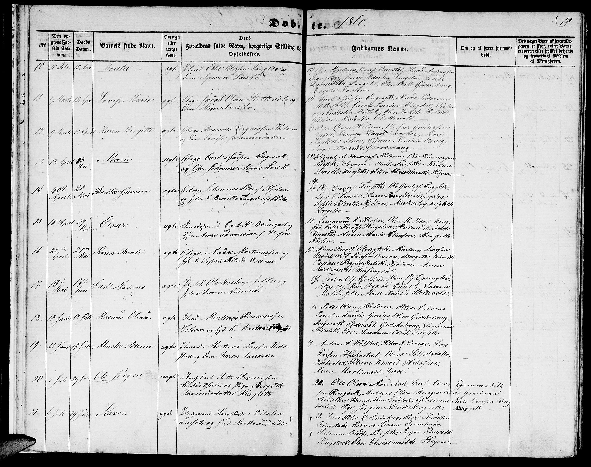 Ministerialprotokoller, klokkerbøker og fødselsregistre - Møre og Romsdal, AV/SAT-A-1454/520/L0291: Parish register (copy) no. 520C03, 1854-1881, p. 19