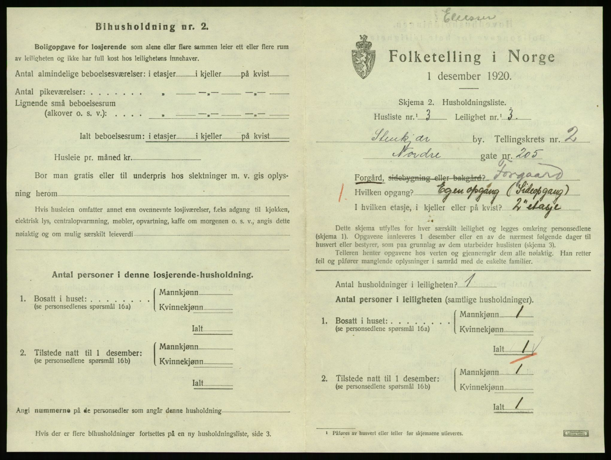 SAT, 1920 census for Steinkjer, 1920, p. 1698
