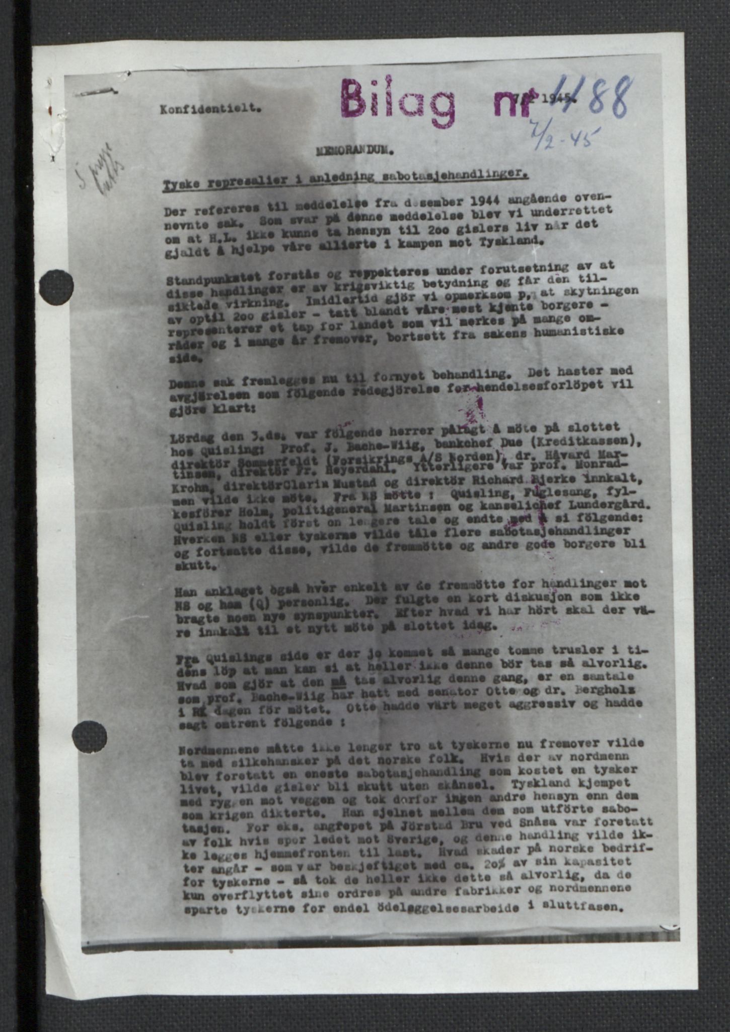 Landssvikarkivet, Oslo politikammer, AV/RA-S-3138-01/D/Da/L0003: Dnr. 29, 1945, p. 2275