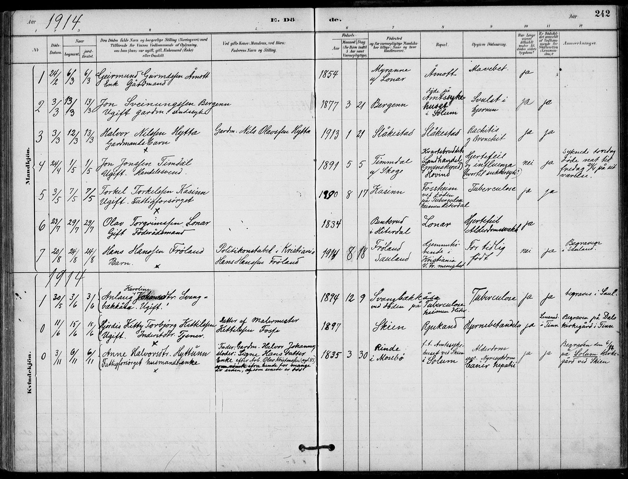 Hjartdal kirkebøker, SAKO/A-270/F/Fb/L0002: Parish register (official) no. II 2, 1880-1932, p. 242