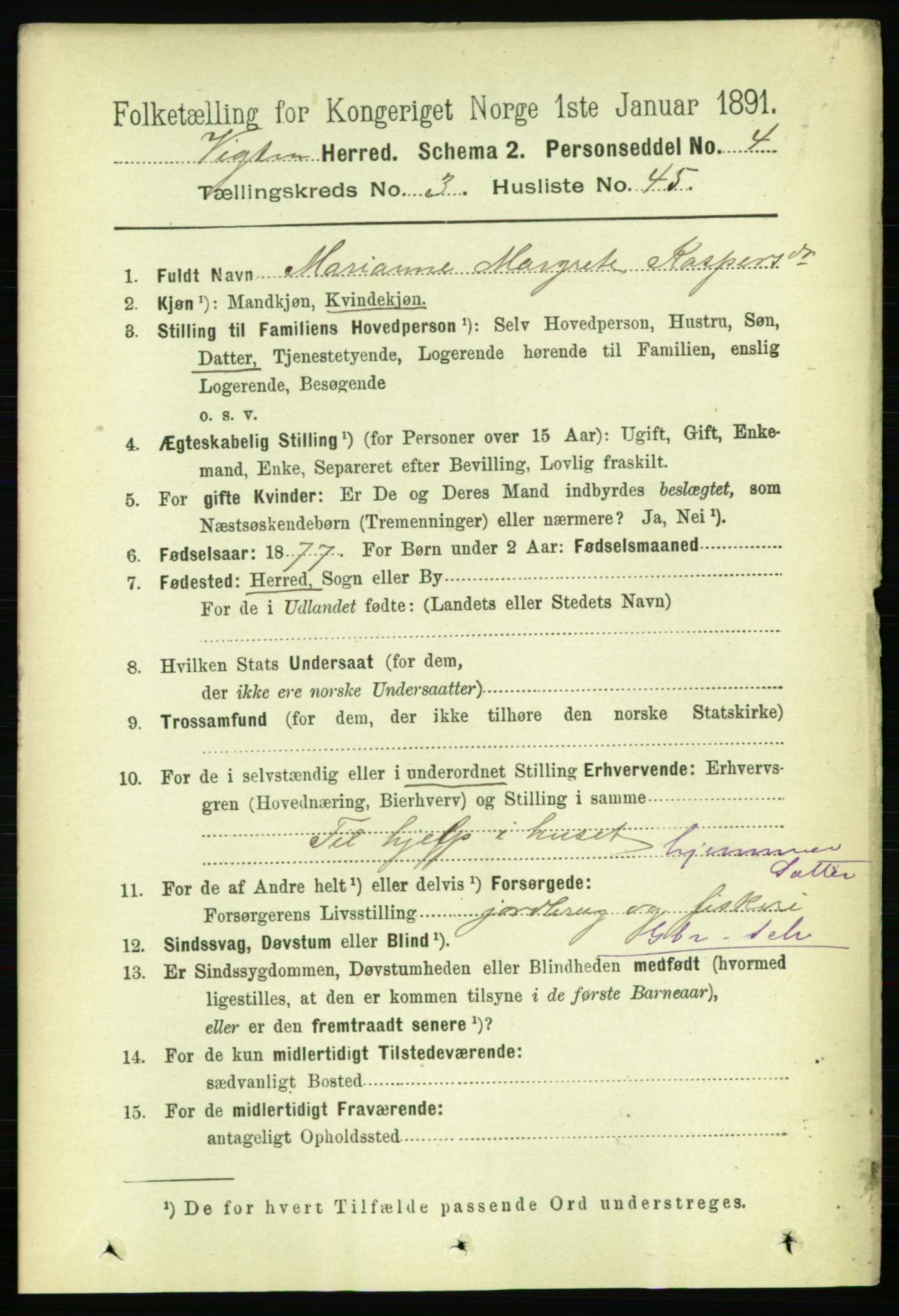 RA, 1891 census for 1750 Vikna, 1891, p. 2027