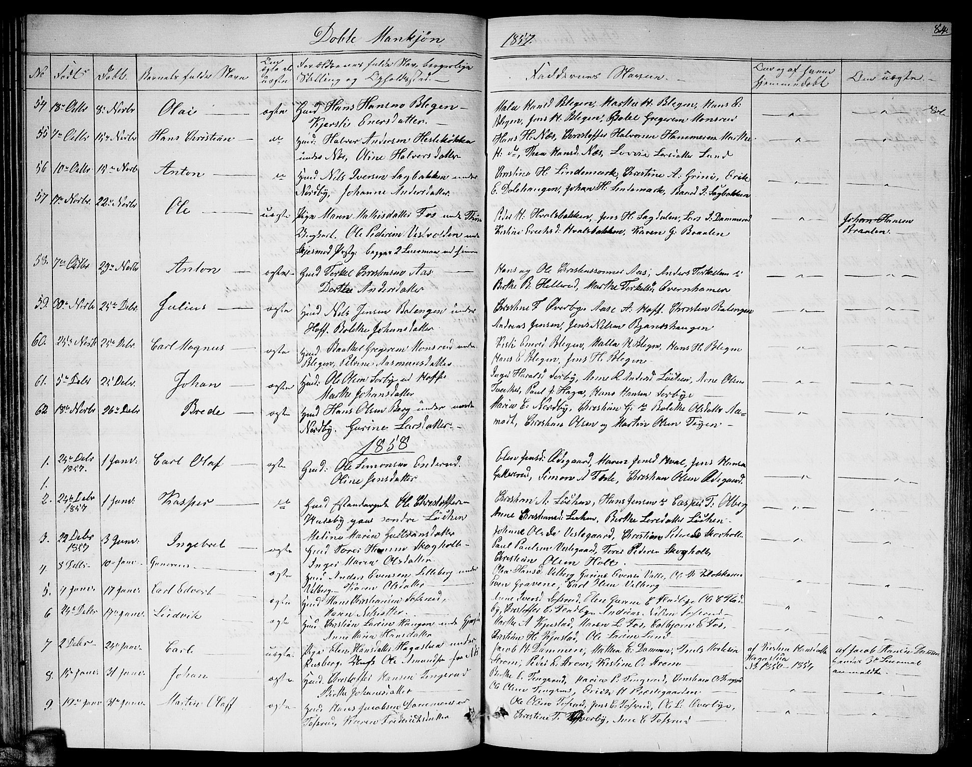 Fet prestekontor Kirkebøker, AV/SAO-A-10370a/G/Ga/L0002: Parish register (copy) no. I 2, 1843-1859, p. 84