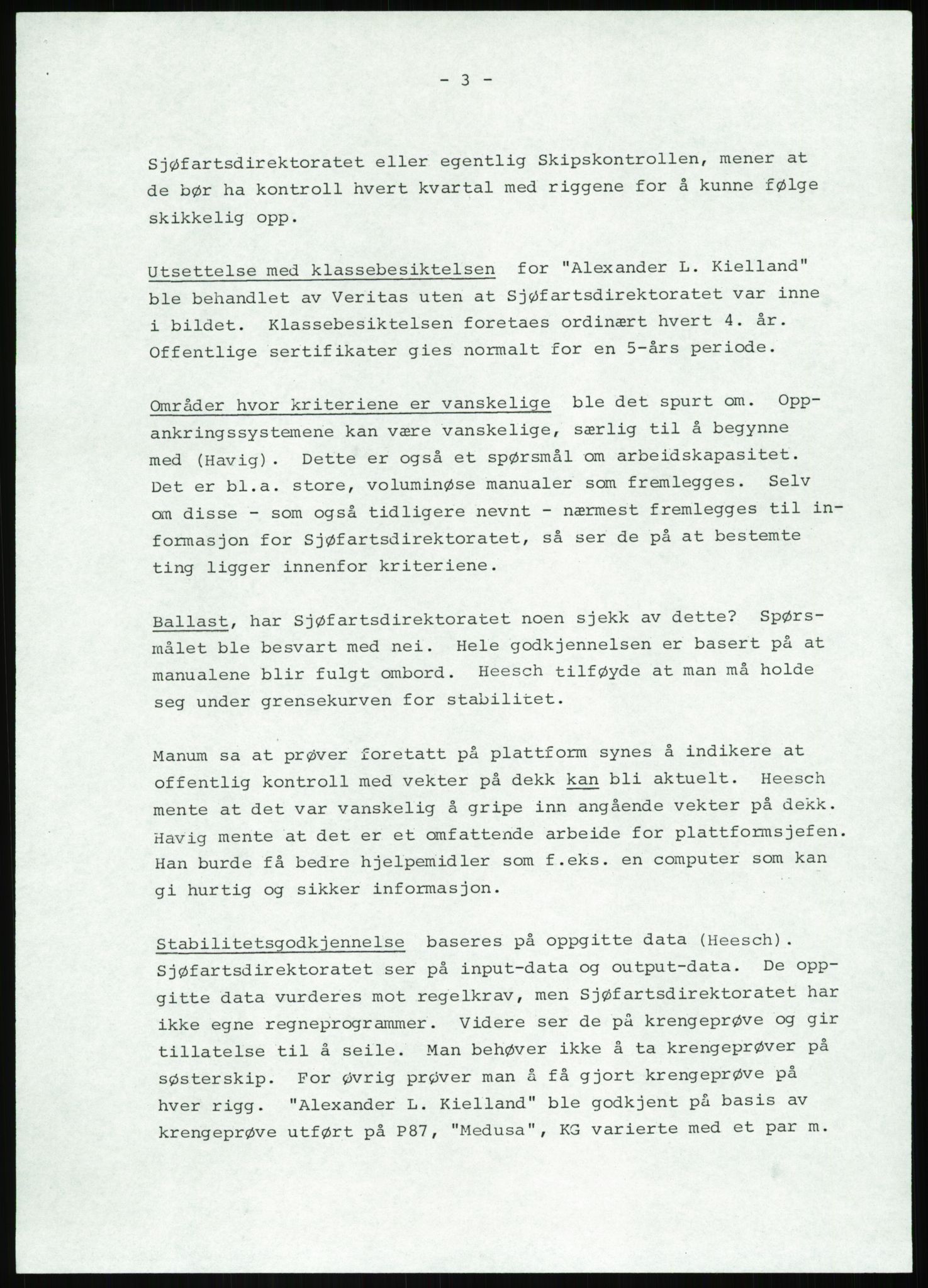 Justisdepartementet, Granskningskommisjonen ved Alexander Kielland-ulykken 27.3.1980, AV/RA-S-1165/D/L0013: H Sjøfartsdirektoratet og Skipskontrollen (H25-H43, H45, H47-H48, H50, H52)/I Det norske Veritas (I34, I41, I47), 1980-1981, p. 65