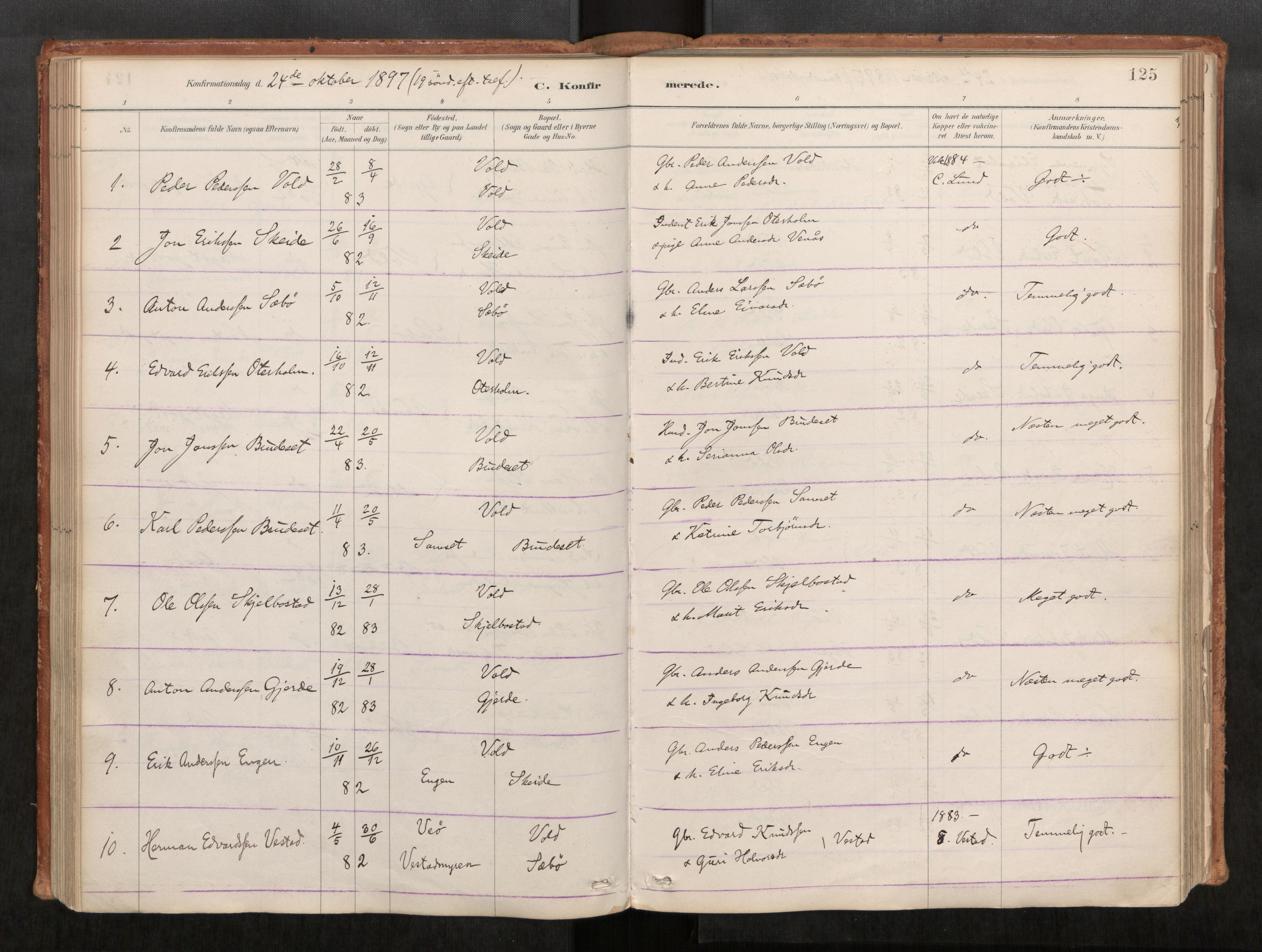 Ministerialprotokoller, klokkerbøker og fødselsregistre - Møre og Romsdal, SAT/A-1454/543/L0568: Parish register (official) no. 543A03, 1885-1915, p. 125