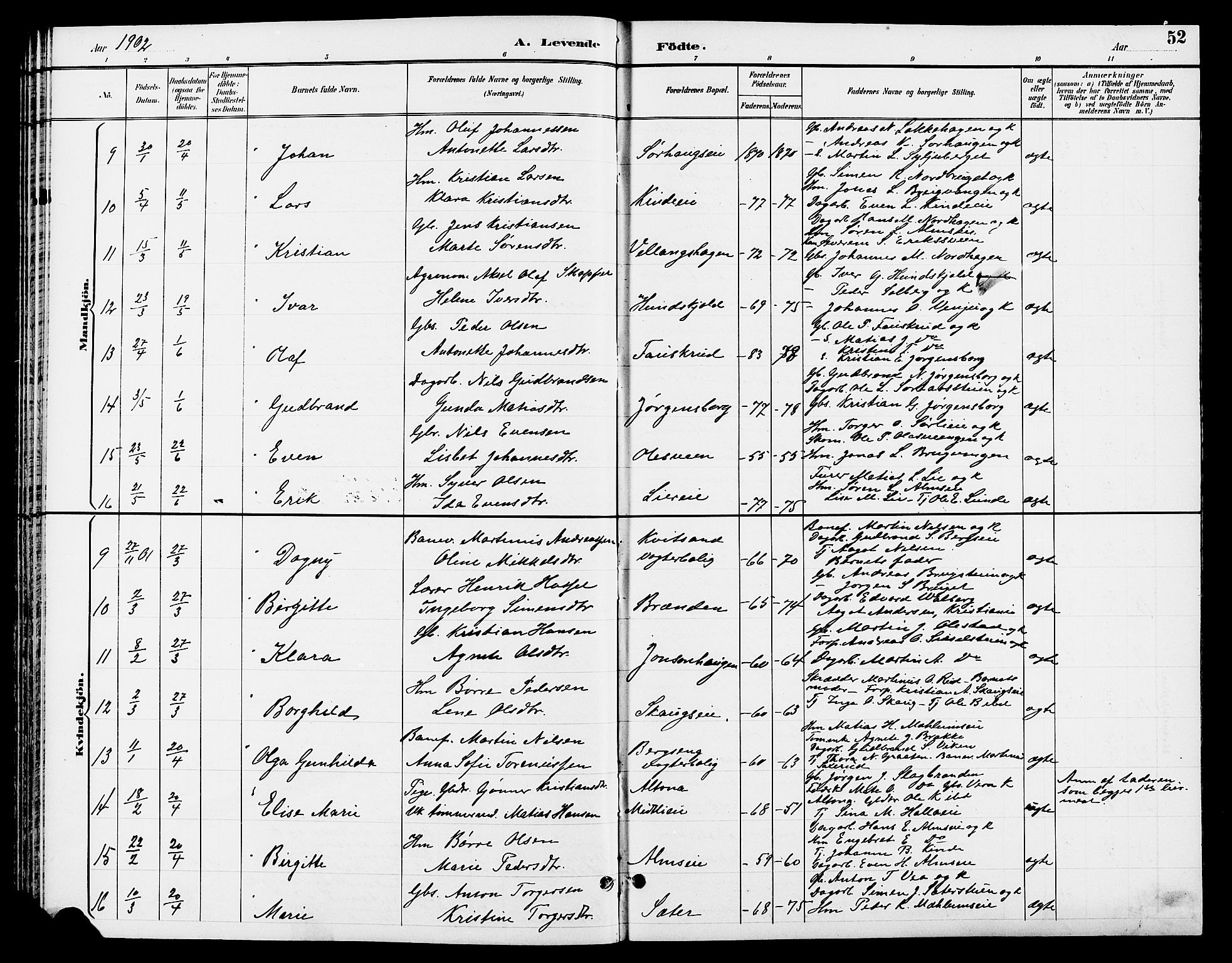 Ringsaker prestekontor, SAH/PREST-014/L/La/L0013: Parish register (copy) no. 13, 1891-1904, p. 52