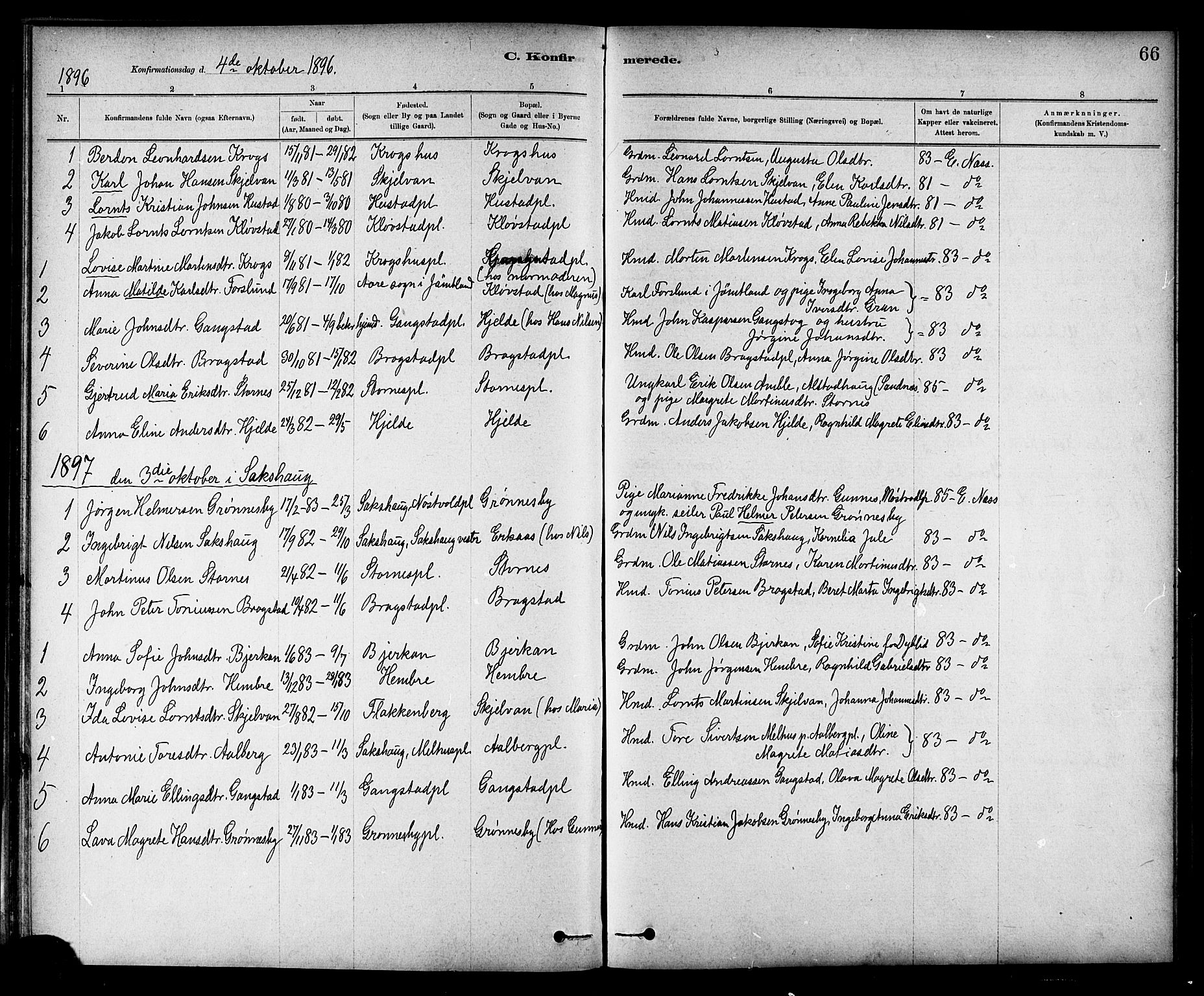 Ministerialprotokoller, klokkerbøker og fødselsregistre - Nord-Trøndelag, SAT/A-1458/732/L0318: Parish register (copy) no. 732C02, 1881-1911, p. 66