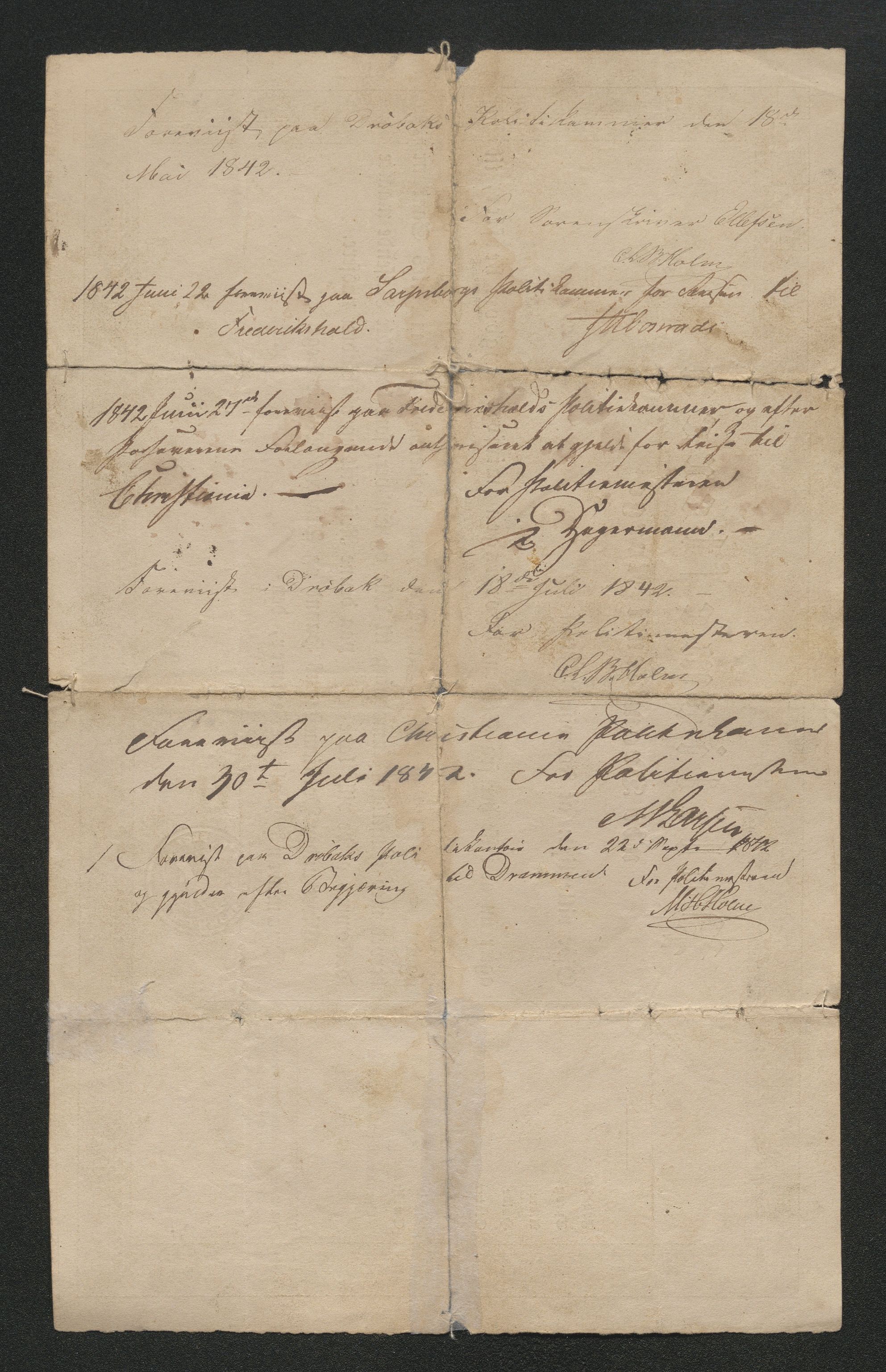 Drammen politikammer, SAKO/A-623/I/Ia/Iab/L0006: Innleverte pass, 1841-1842, p. 593