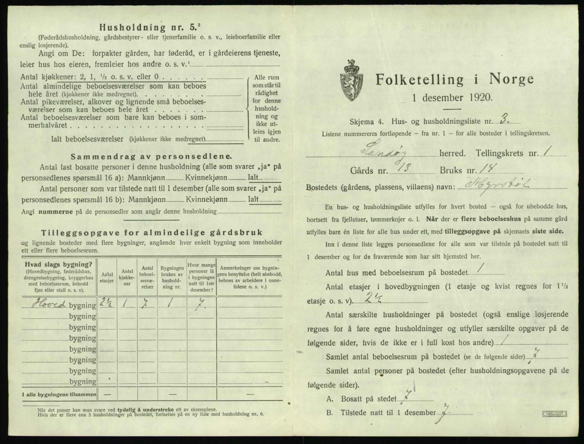 SAT, 1920 census for Sandøy, 1920, p. 38