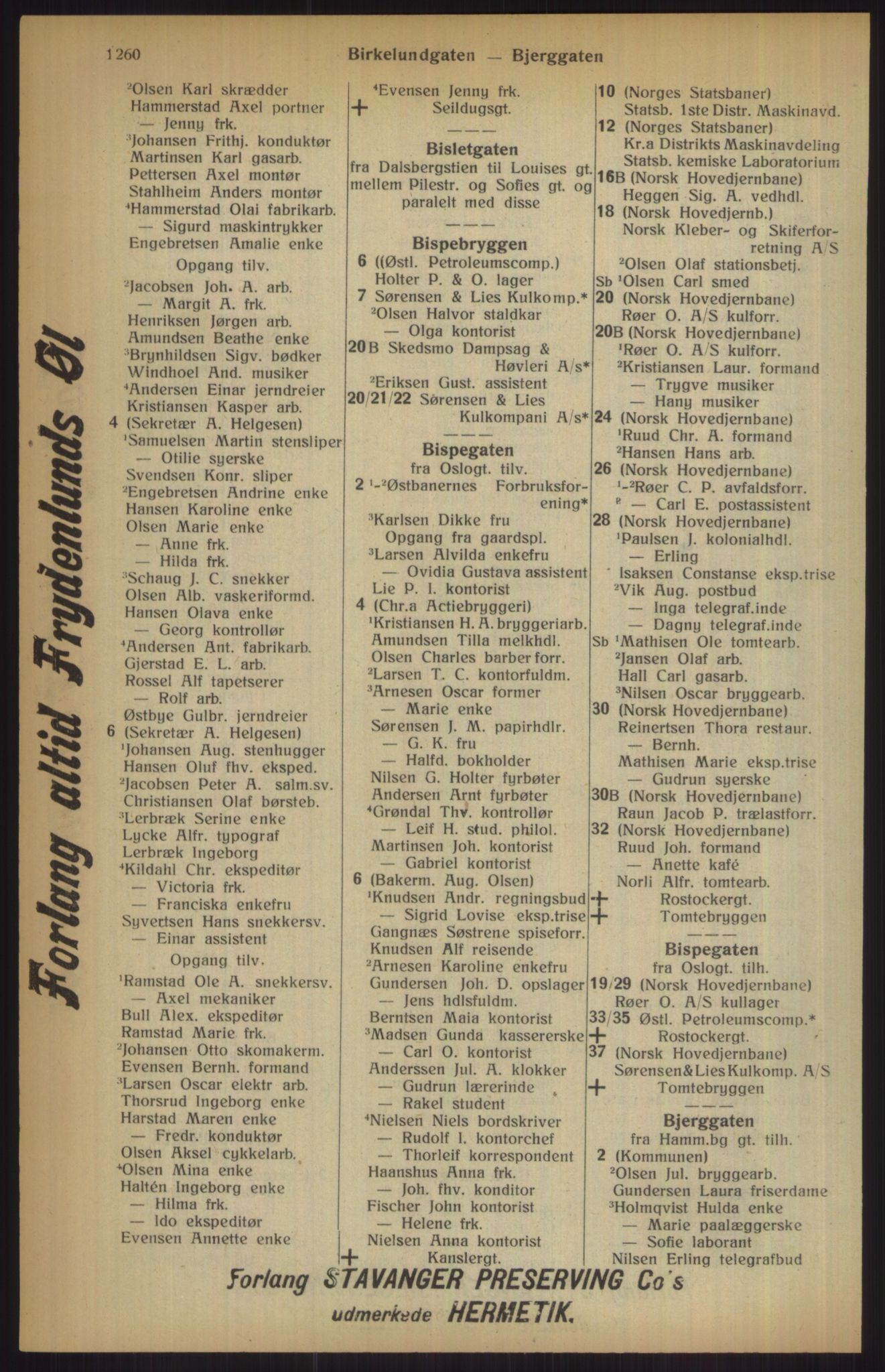 Kristiania/Oslo adressebok, PUBL/-, 1915, p. 1260