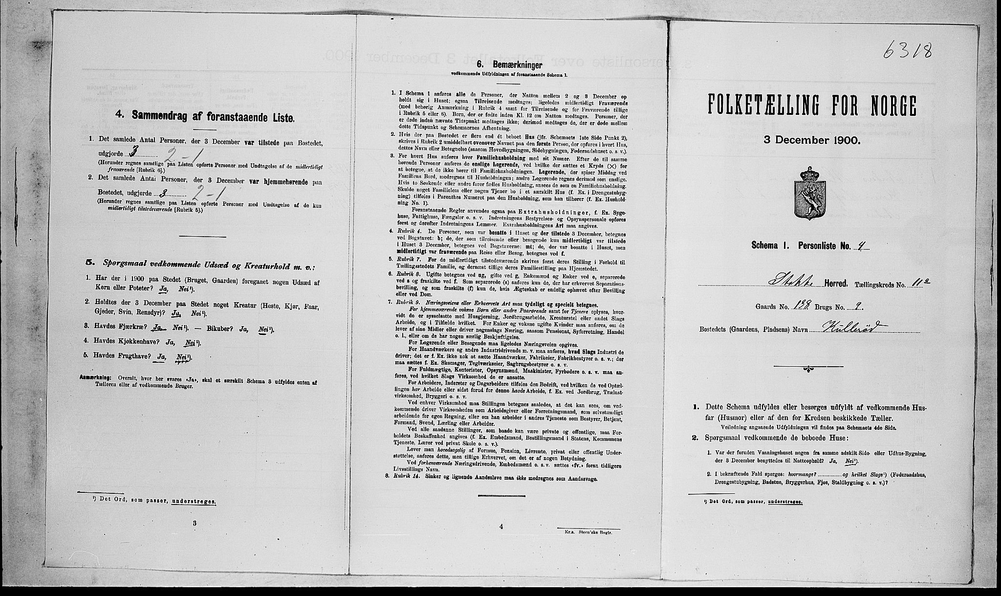 RA, 1900 census for Stokke, 1900, p. 1756