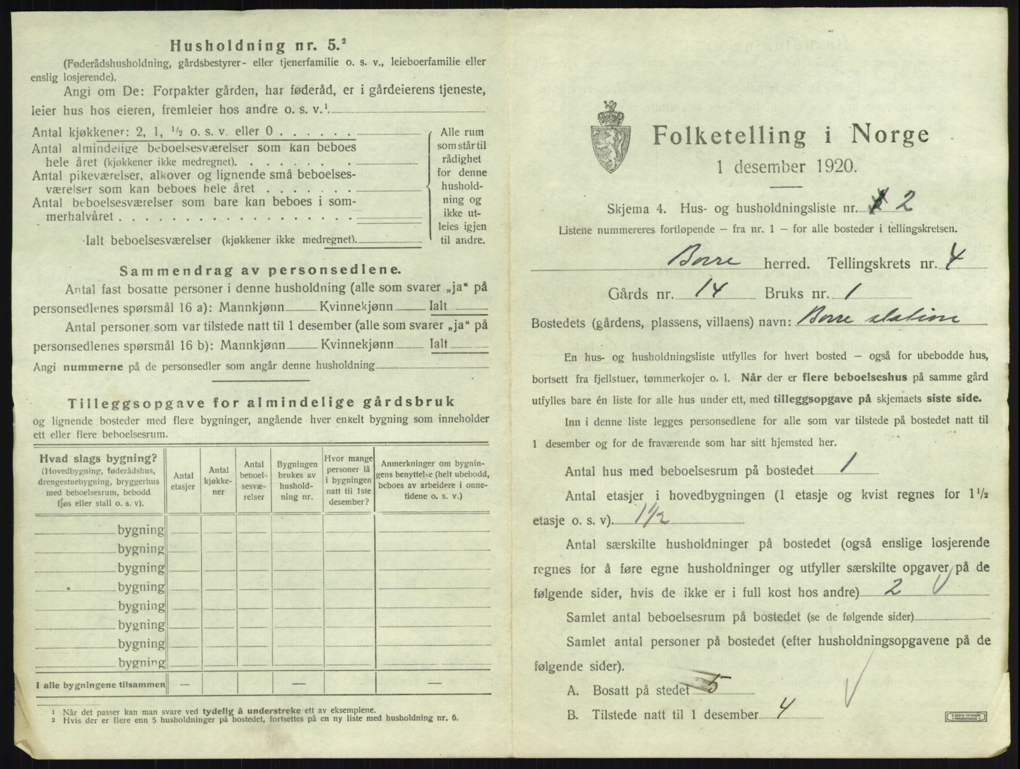 SAKO, 1920 census for Borre, 1920, p. 994