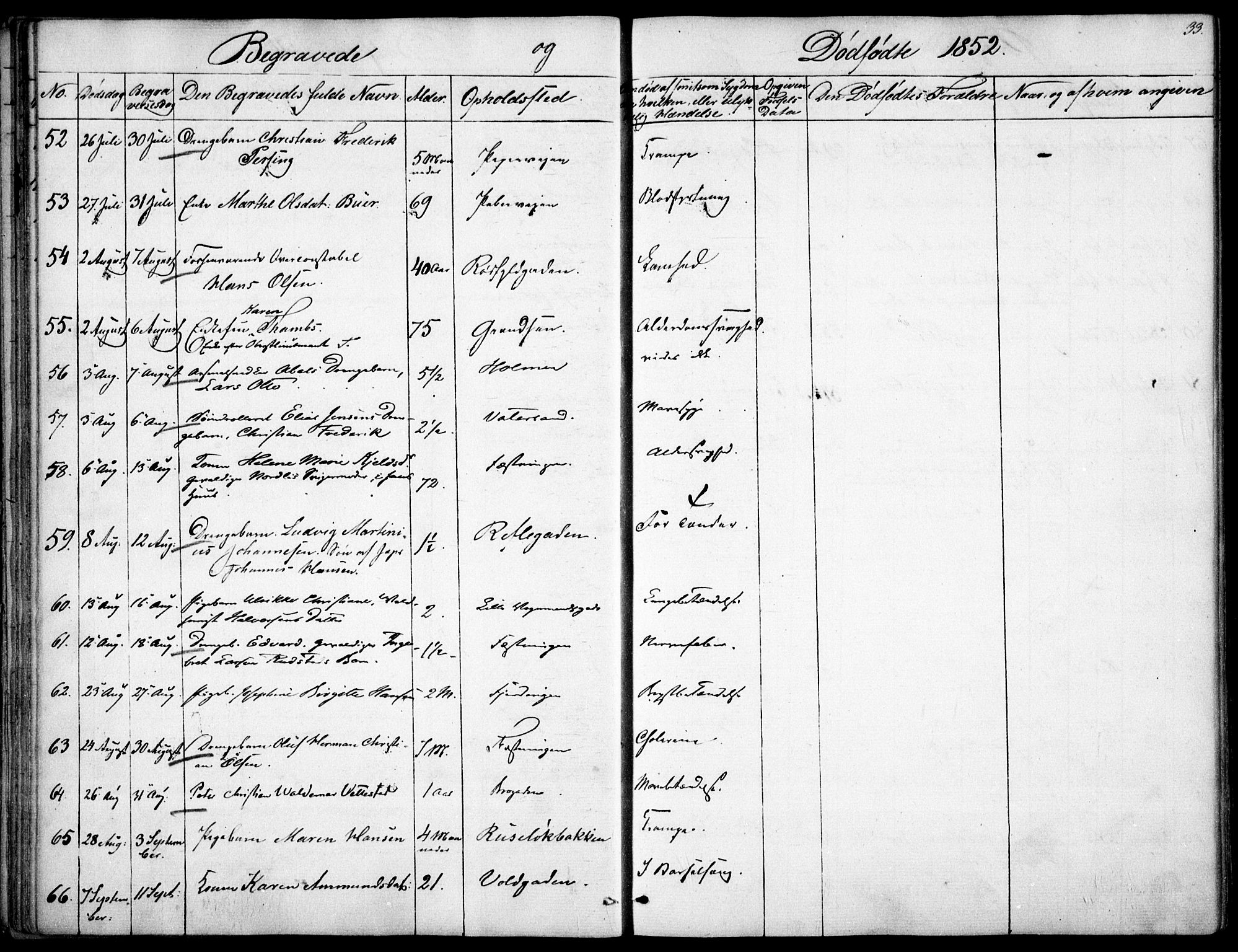 Garnisonsmenigheten Kirkebøker, AV/SAO-A-10846/F/Fa/L0009: Parish register (official) no. 9, 1842-1859, p. 33