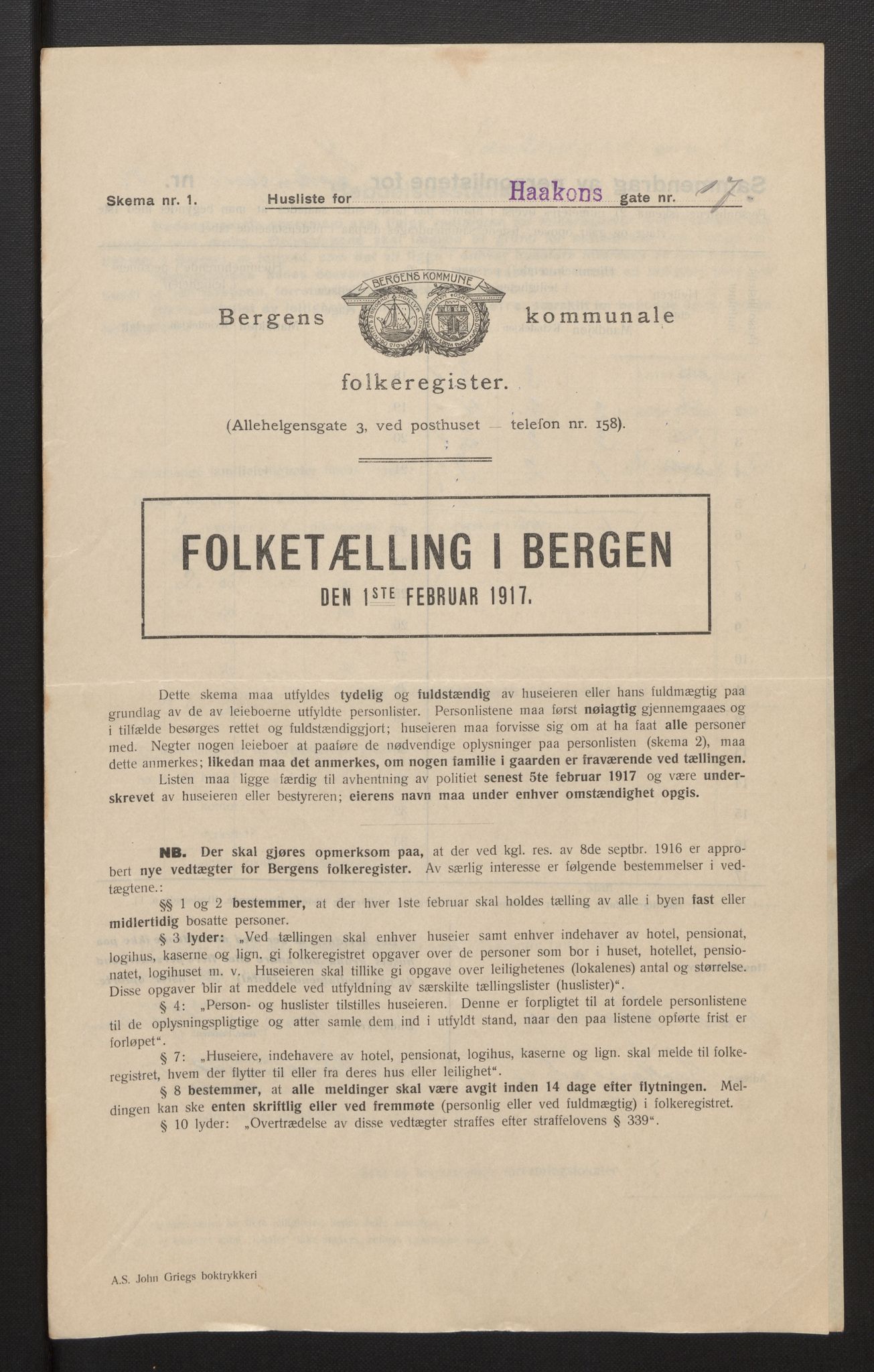 SAB, Municipal Census 1917 for Bergen, 1917, p. 11199