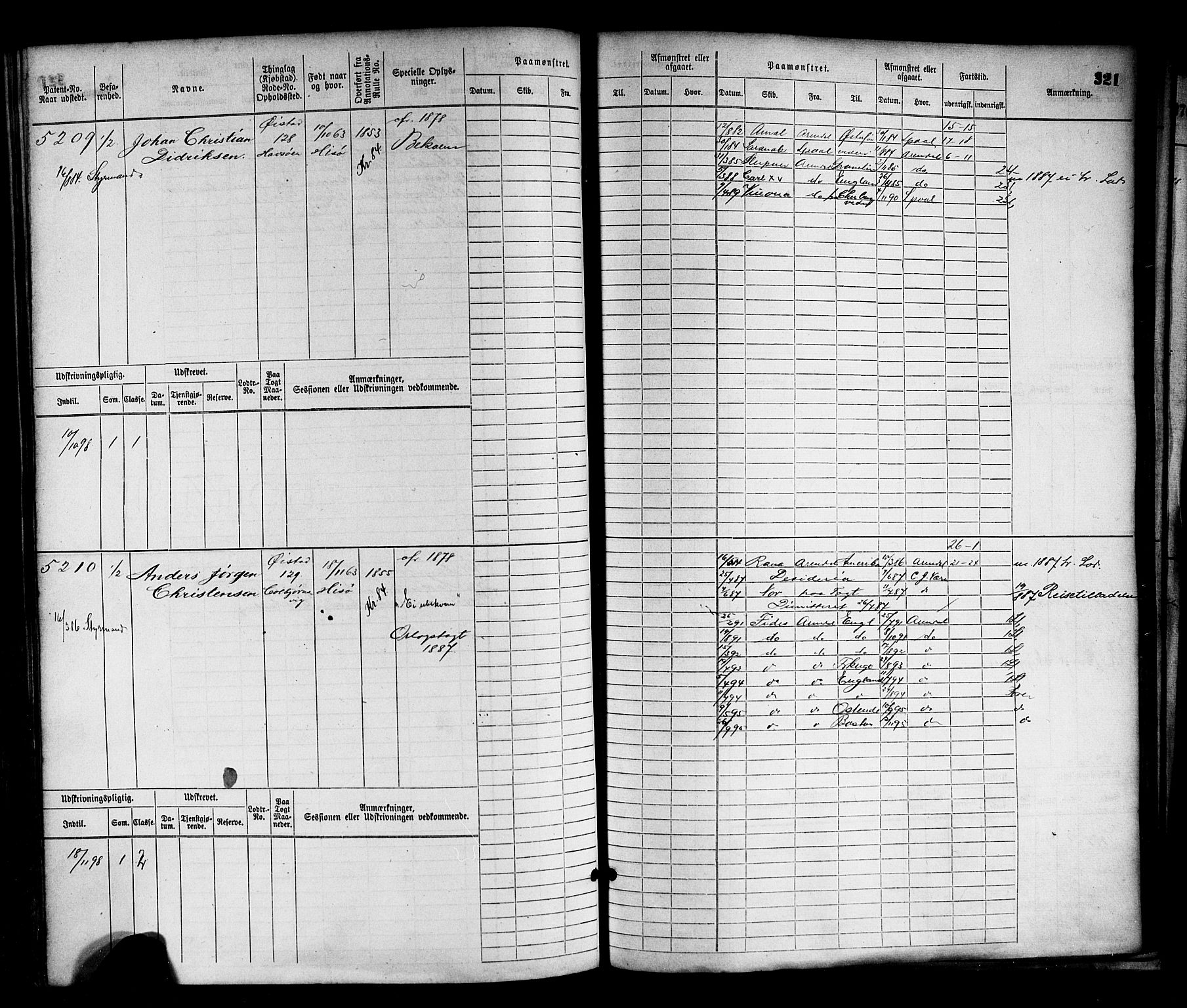 Arendal mønstringskrets, AV/SAK-2031-0012/F/Fb/L0016: Hovedrulle nr 4569-5322, S-14, 1879-1900, p. 331