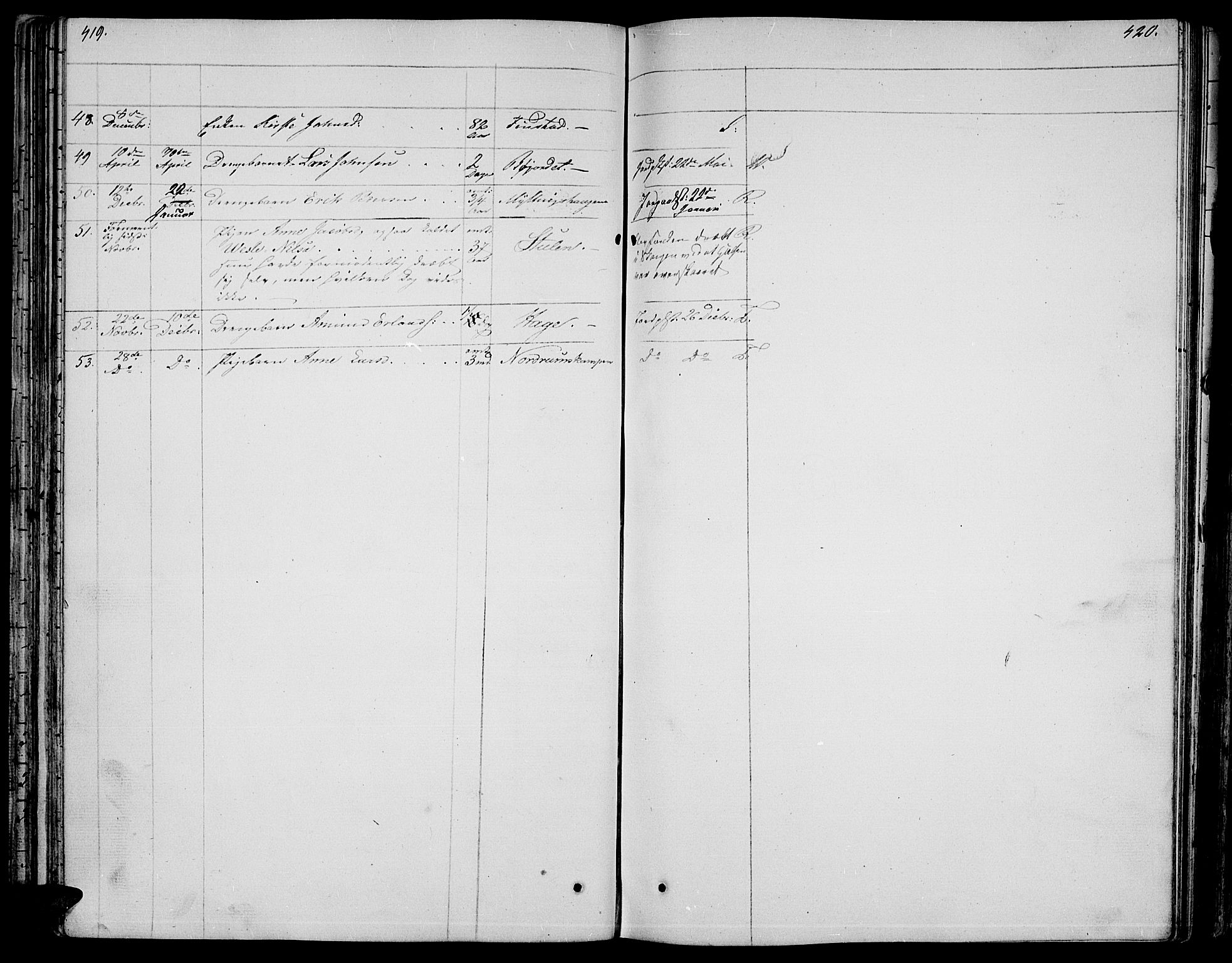Ringebu prestekontor, SAH/PREST-082/H/Ha/Hab/L0002: Parish register (copy) no. 2, 1839-1853, p. 419-420