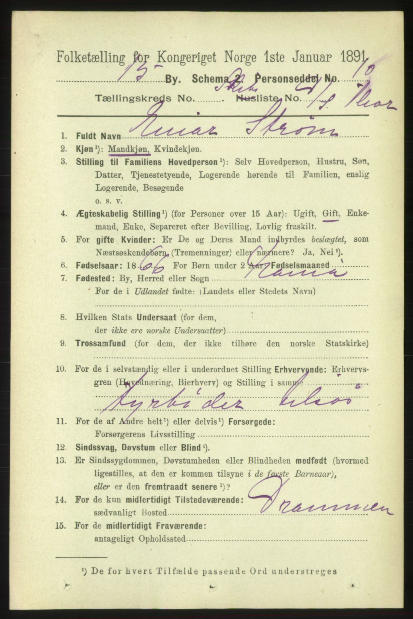 RA, 1891 census for 0602 Drammen, 1891, p. 25636