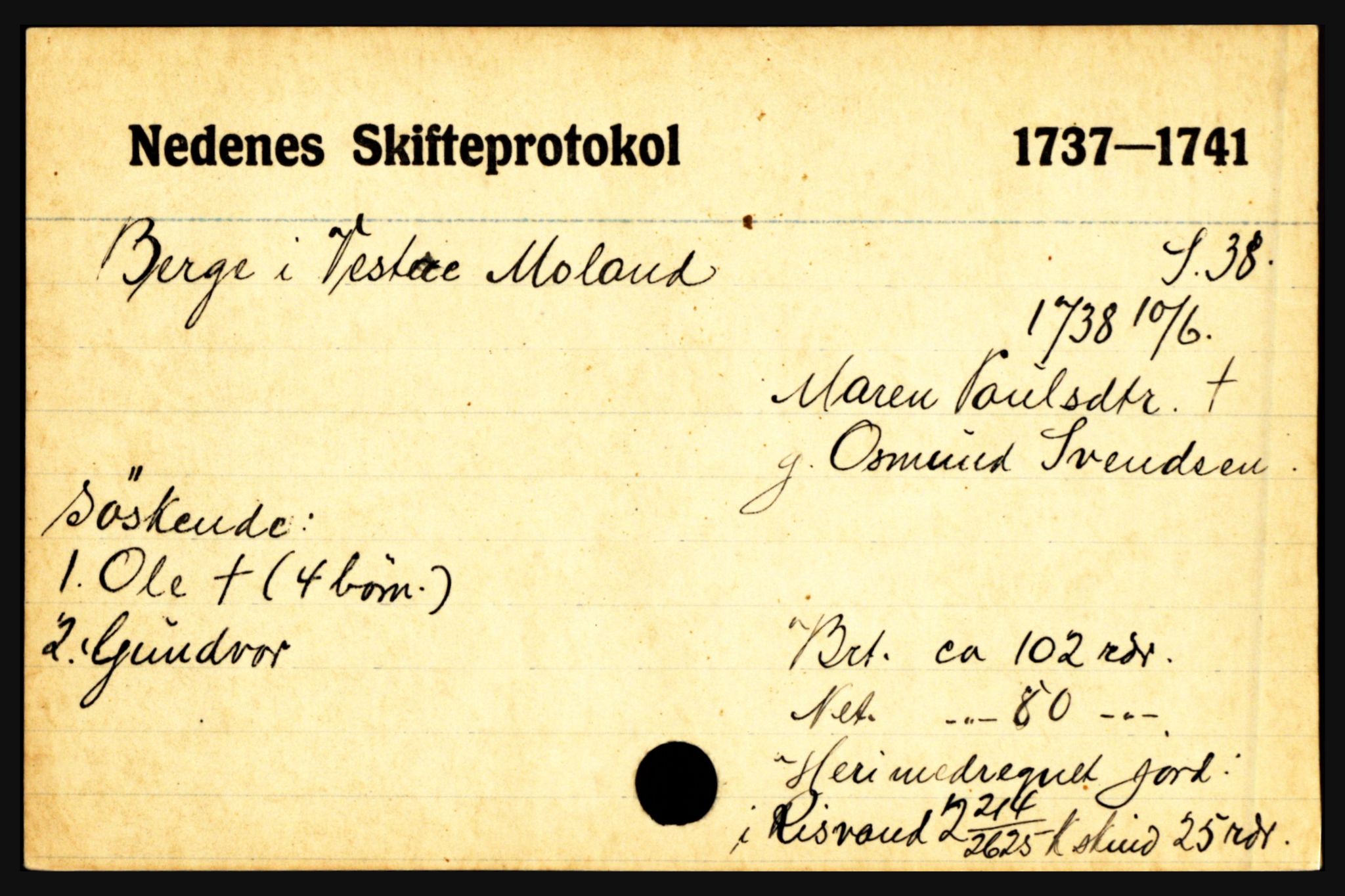 Nedenes sorenskriveri før 1824, AV/SAK-1221-0007/H, p. 2269