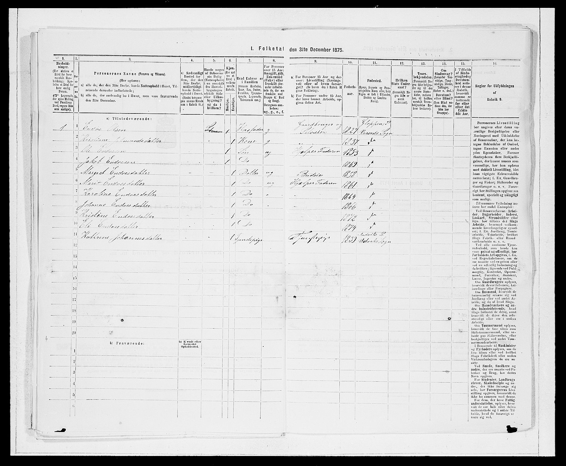 SAB, 1875 Census for 1445P Gloppen, 1875, p. 844