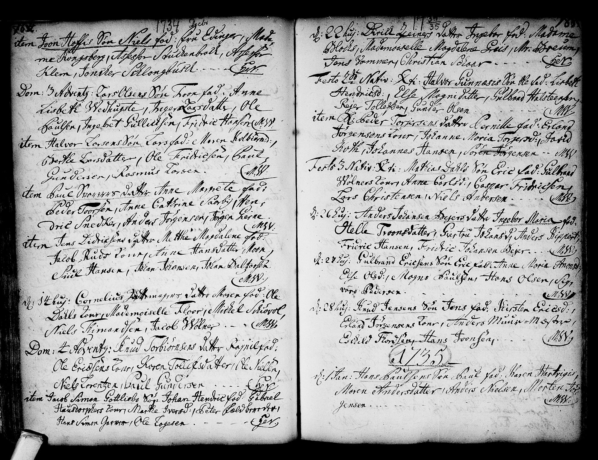 Kongsberg kirkebøker, SAKO/A-22/F/Fa/L0002: Parish register (official) no. I 2, 1721-1743, p. 164-165