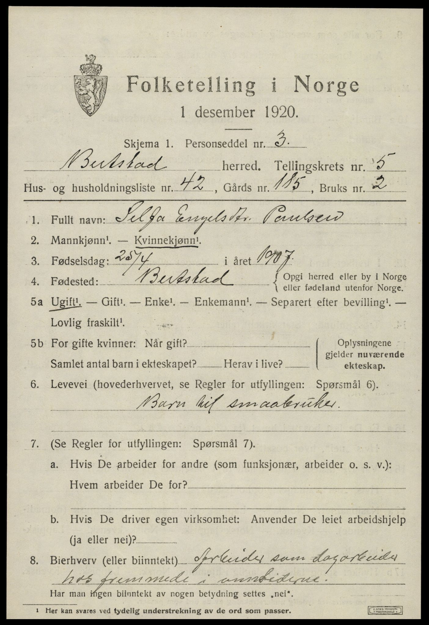 SAT, 1920 census for Beitstad, 1920, p. 4111