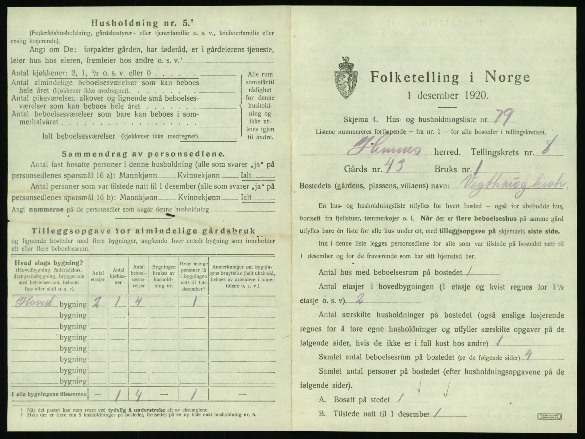 SAT, 1920 census for Hemnes, 1920, p. 1278