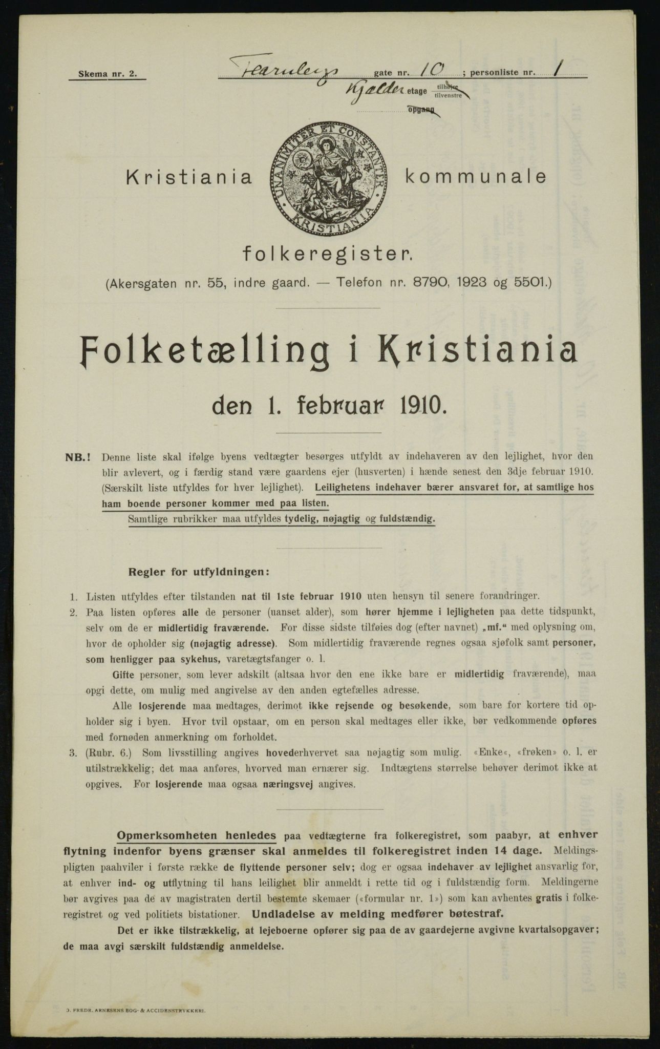 OBA, Municipal Census 1910 for Kristiania, 1910, p. 22534