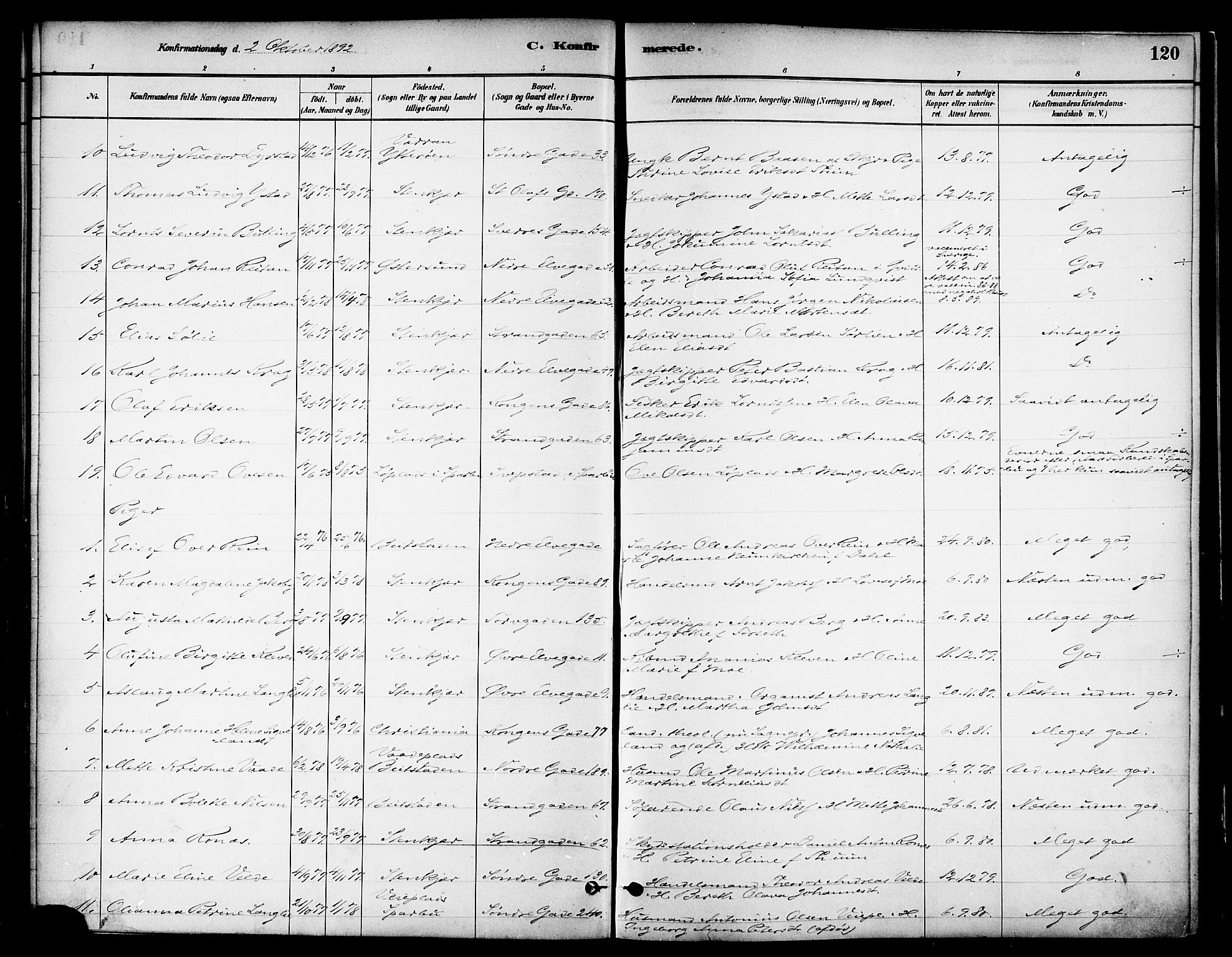 Ministerialprotokoller, klokkerbøker og fødselsregistre - Nord-Trøndelag, AV/SAT-A-1458/739/L0371: Parish register (official) no. 739A03, 1881-1895, p. 120