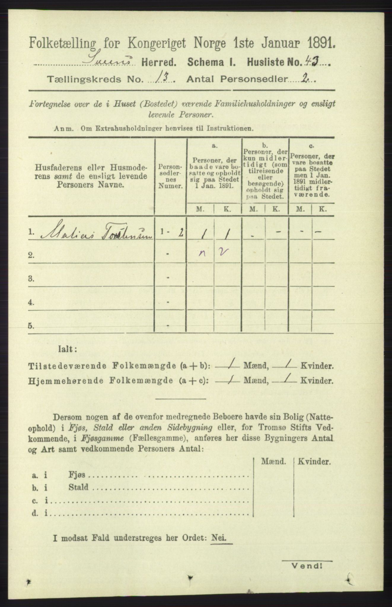 RA, 1891 census for 1216 Sveio, 1891, p. 3660