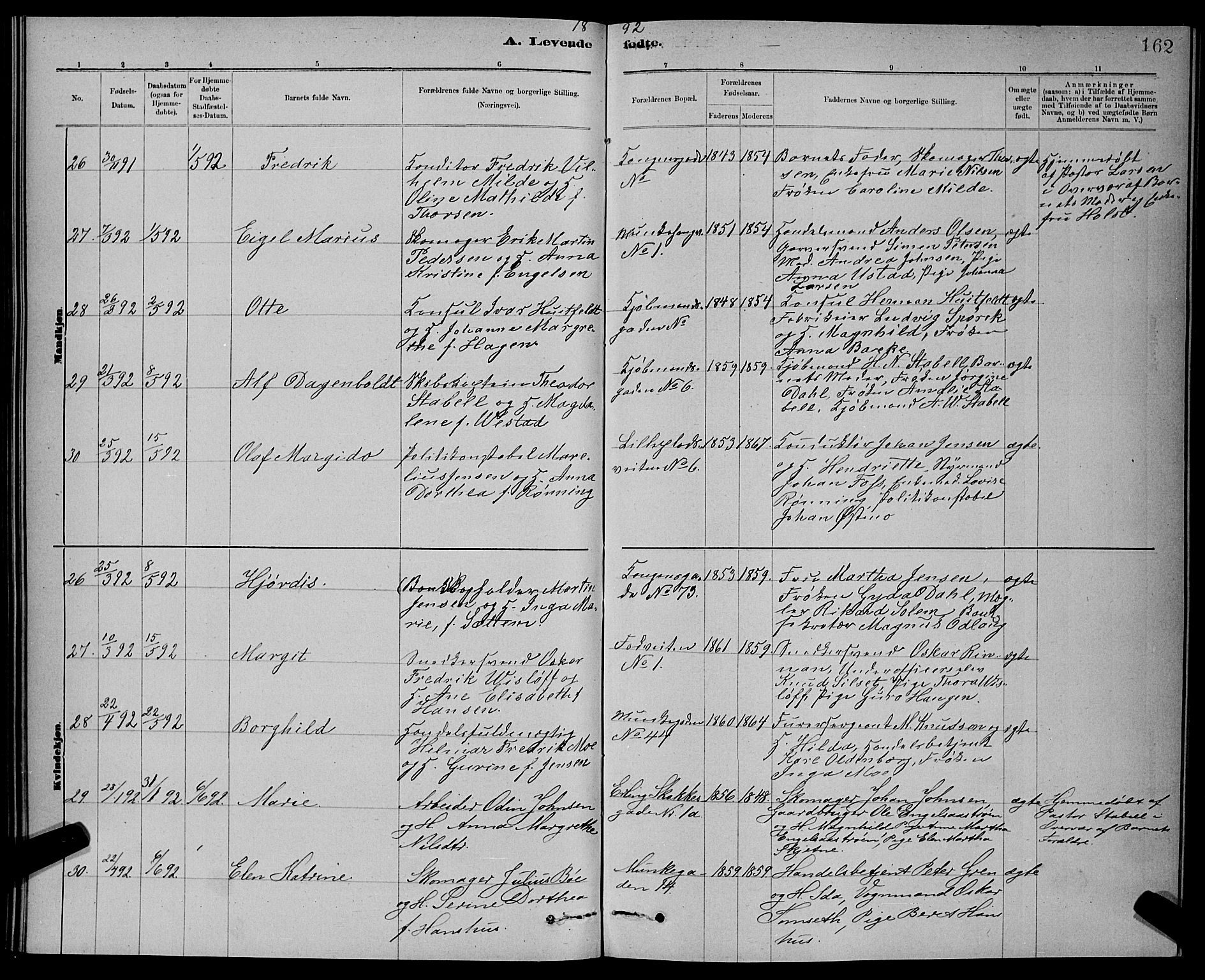 Ministerialprotokoller, klokkerbøker og fødselsregistre - Sør-Trøndelag, AV/SAT-A-1456/601/L0092: Parish register (copy) no. 601C10, 1884-1897, p. 162