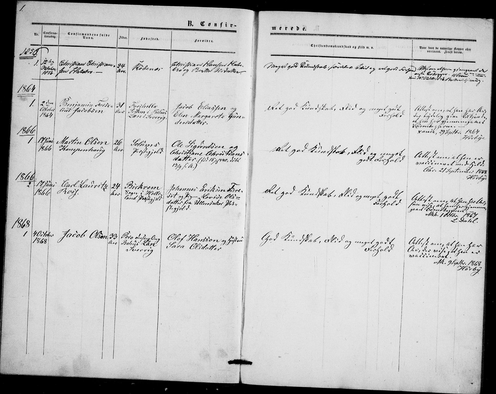 Akershus festnings slaveri Kirkebøker, AV/SAO-A-10841/F/Fa/L0002: Parish register (official) no. 2, 1852-1883, p. 1