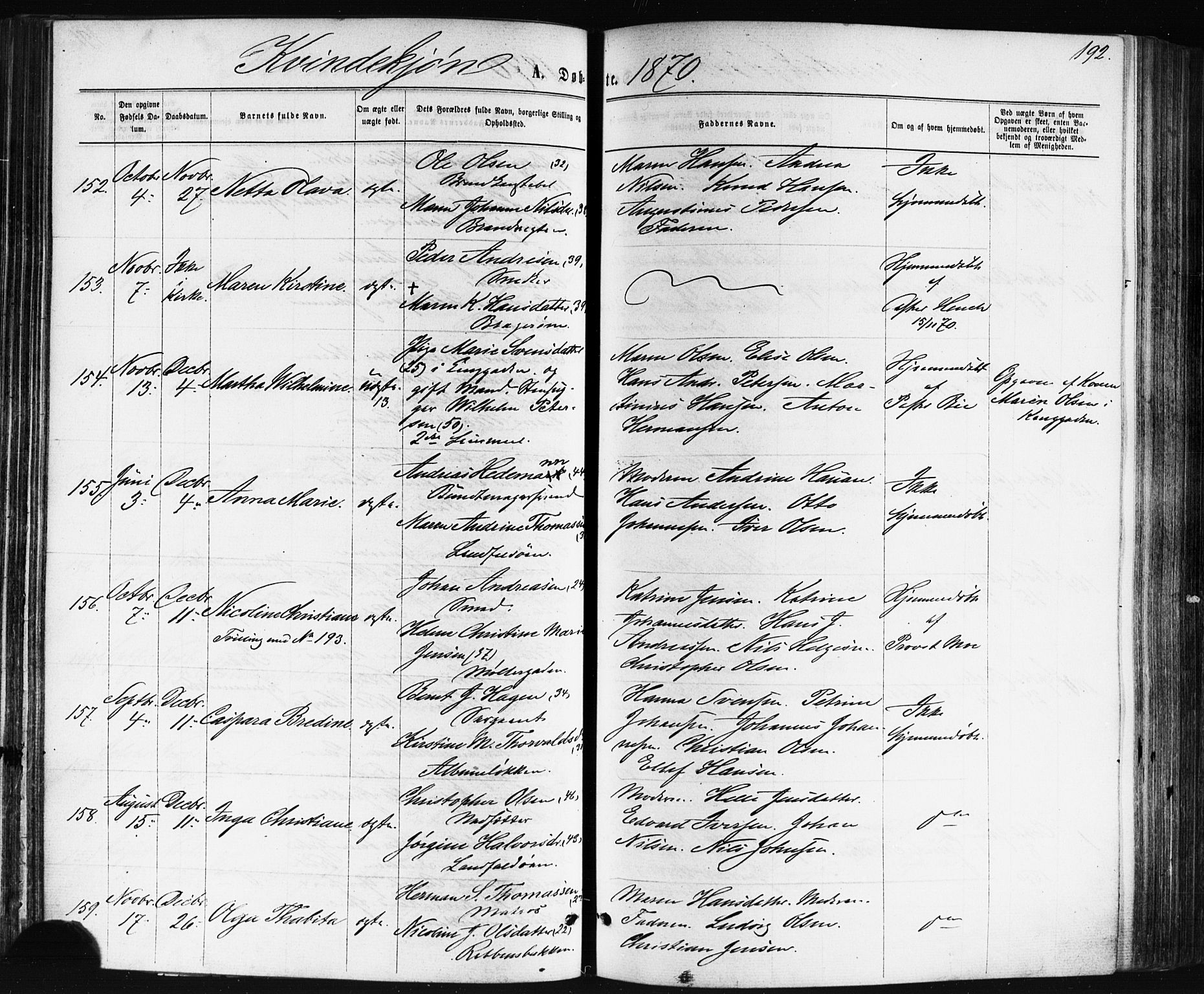 Bragernes kirkebøker, AV/SAKO-A-6/F/Fb/L0004: Parish register (official) no. II 4, 1869-1875, p. 192