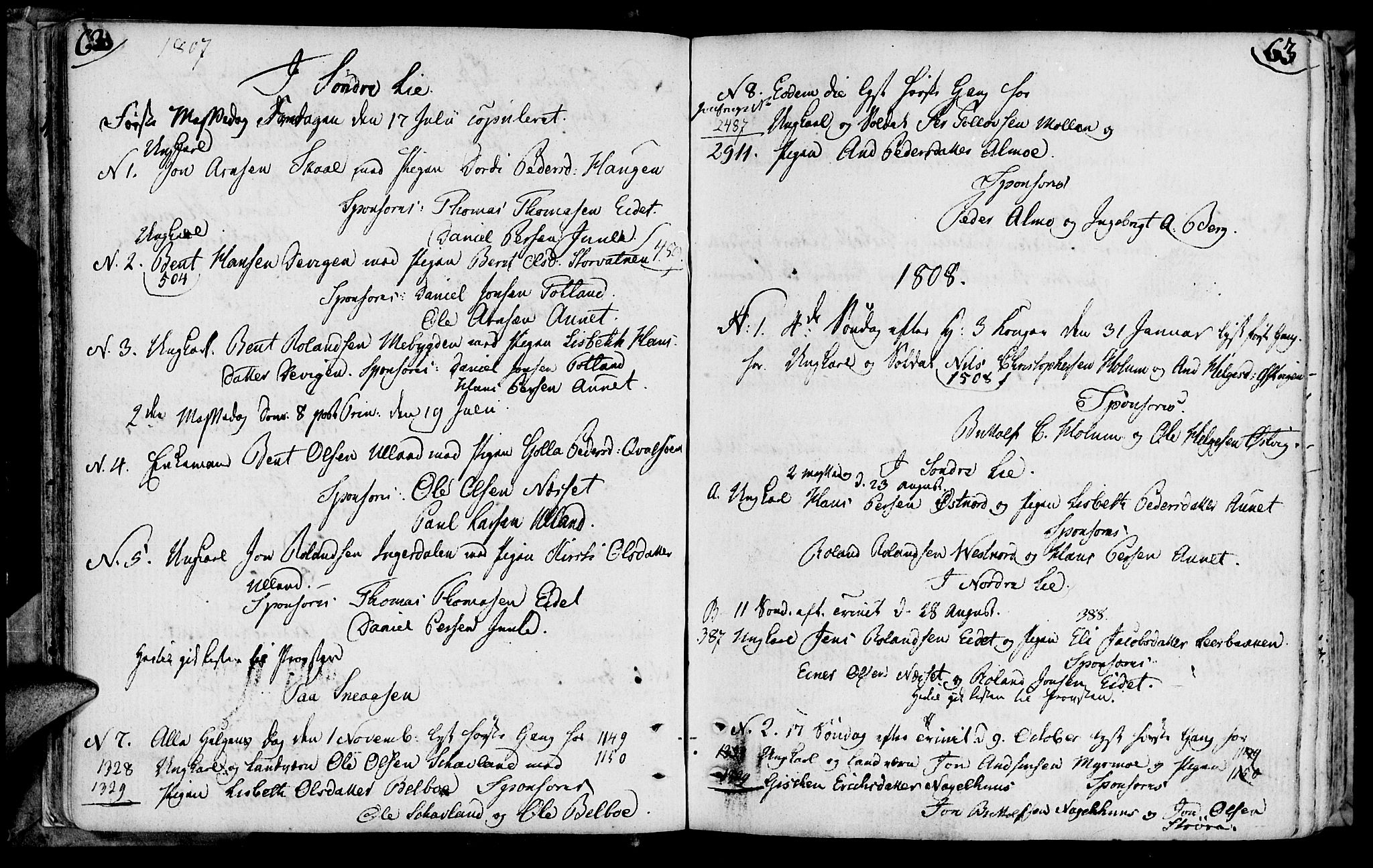 Ministerialprotokoller, klokkerbøker og fødselsregistre - Nord-Trøndelag, SAT/A-1458/749/L0468: Parish register (official) no. 749A02, 1787-1817, p. 62-63