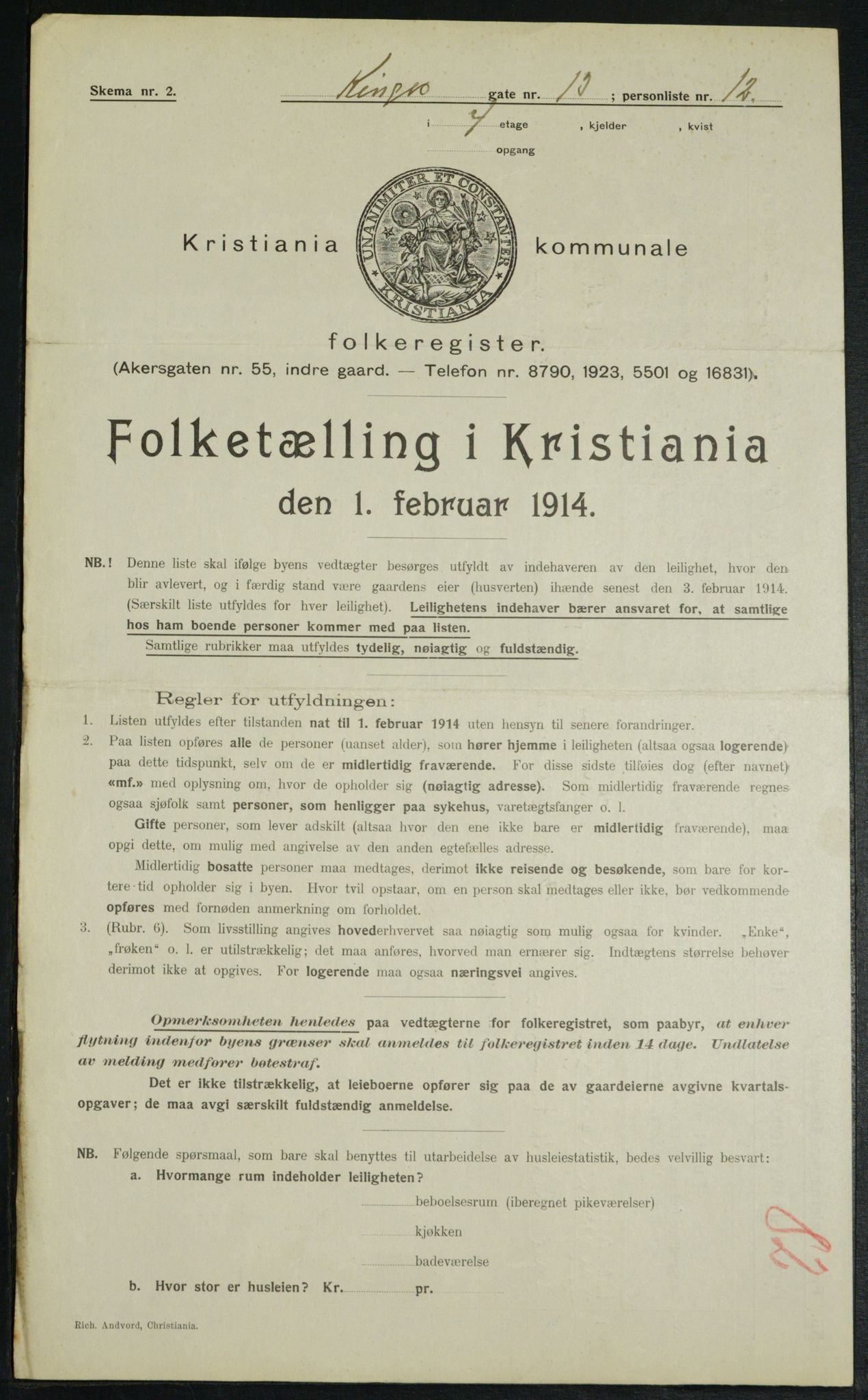 OBA, Municipal Census 1914 for Kristiania, 1914, p. 49682