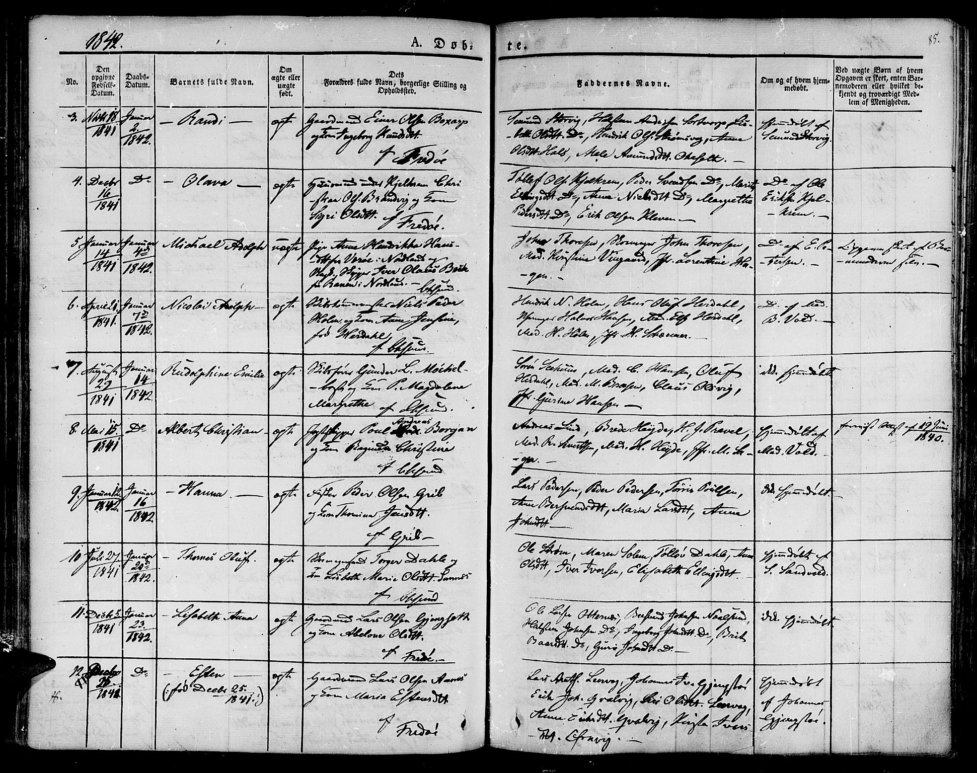 Ministerialprotokoller, klokkerbøker og fødselsregistre - Møre og Romsdal, SAT/A-1454/572/L0843: Parish register (official) no. 572A06, 1832-1842, p. 85