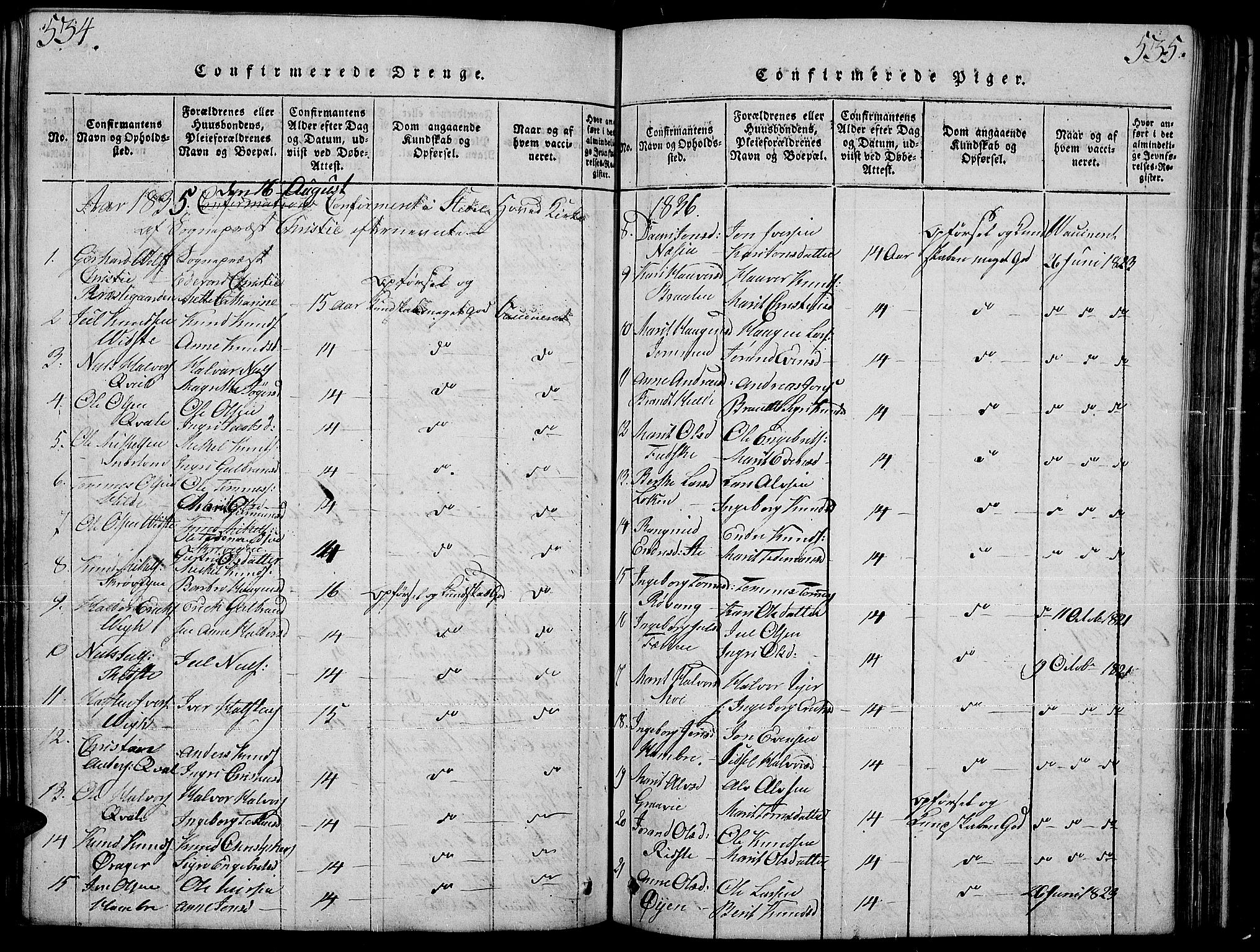 Slidre prestekontor, SAH/PREST-134/H/Ha/Hab/L0001: Parish register (copy) no. 1, 1814-1838, p. 534-535