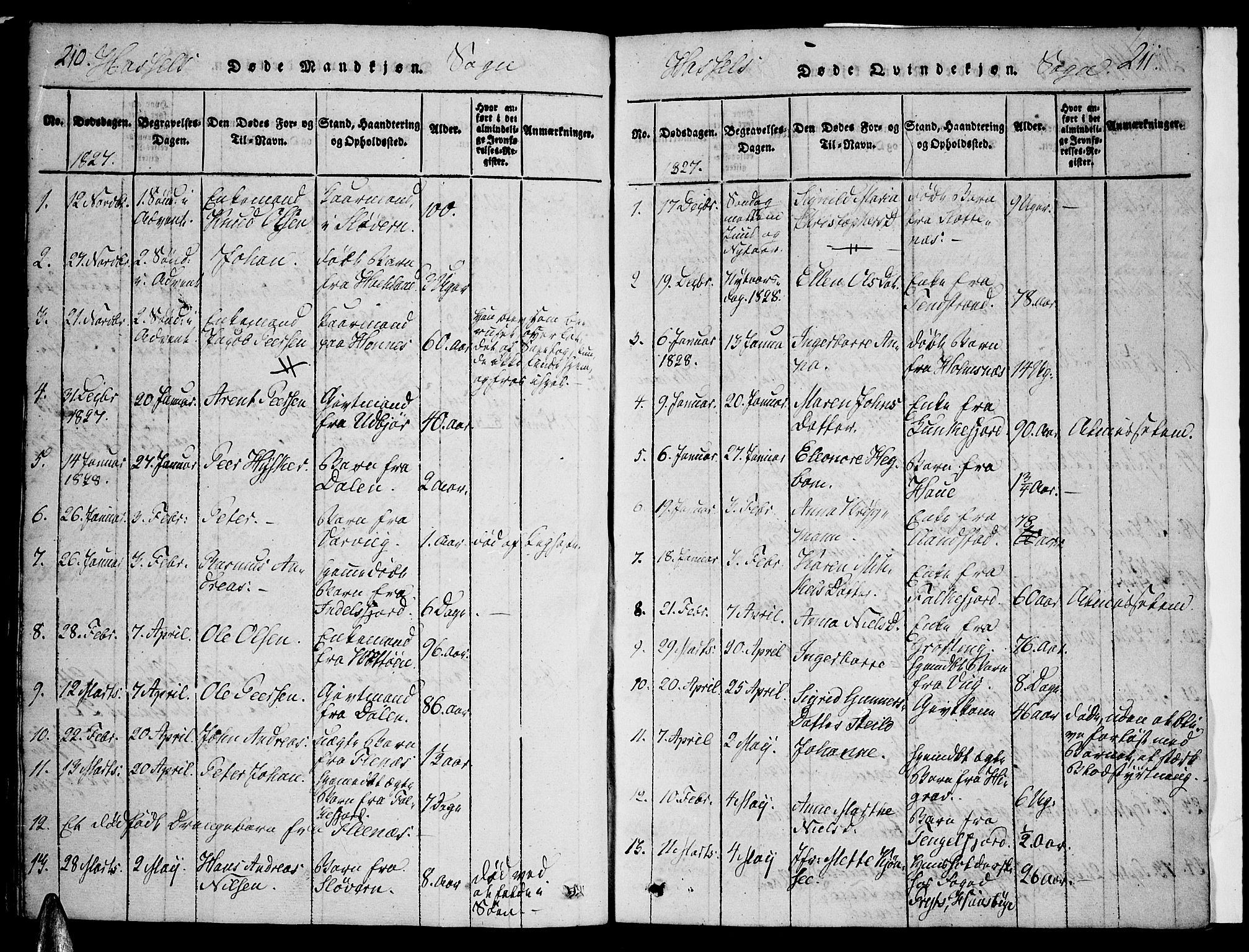 Ministerialprotokoller, klokkerbøker og fødselsregistre - Nordland, AV/SAT-A-1459/888/L1237: Parish register (official) no. 888A05 /1, 1820-1836, p. 210-211