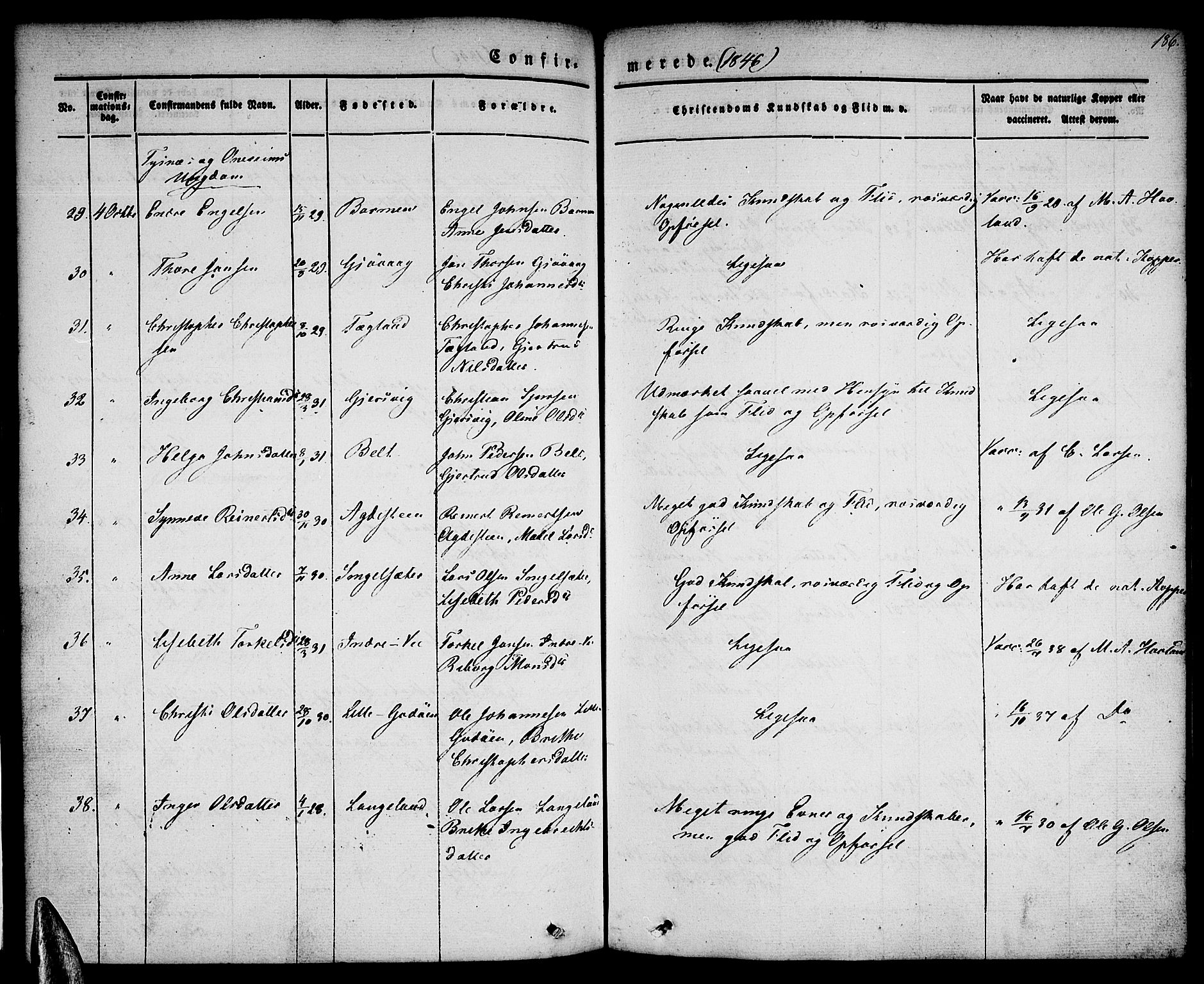 Tysnes sokneprestembete, AV/SAB-A-78601/H/Haa: Parish register (official) no. A 9, 1837-1848, p. 186