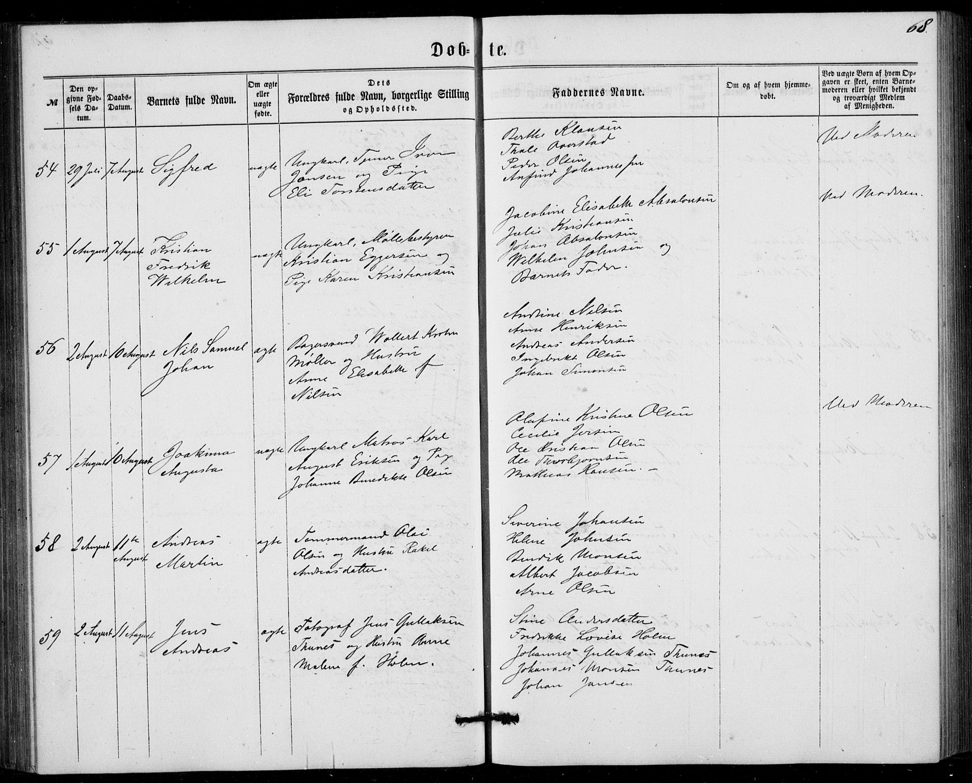 Fødselsstiftelsens sokneprestembete, ført av overlegen*, SAB/-: Parish register (official) no. A 1, 1863-1883, p. 68
